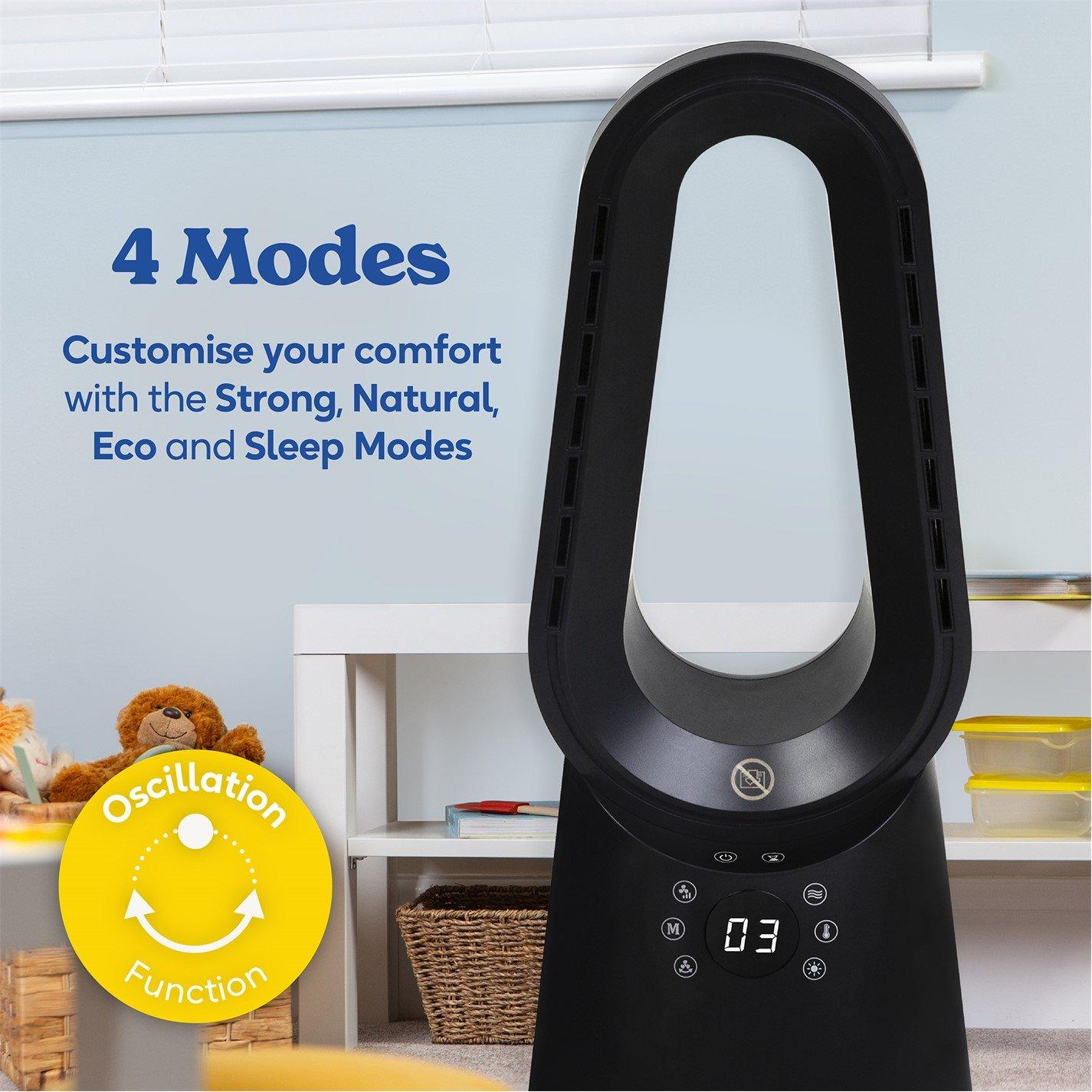 Black - Russell Hobbs - RHCBLDL3IN1B Compact Bladeless Heat & Cool Fan - 9