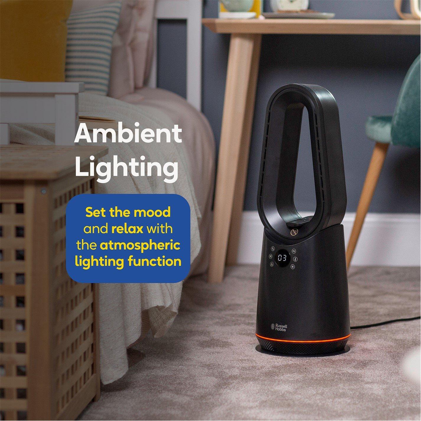 Black - Russell Hobbs - RHCBLDL3IN1B Compact Bladeless Heat & Cool Fan - 10