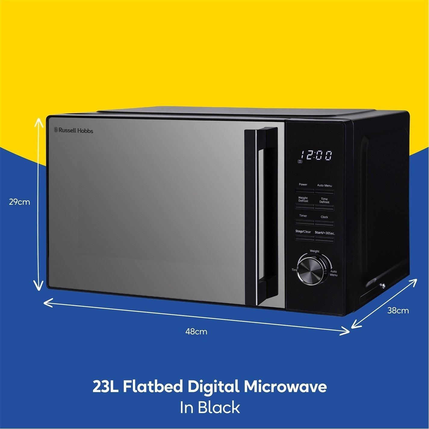 Black - Russell Hobbs - RHFM2365B 23L Black Flatbed Digital Microwave - 2