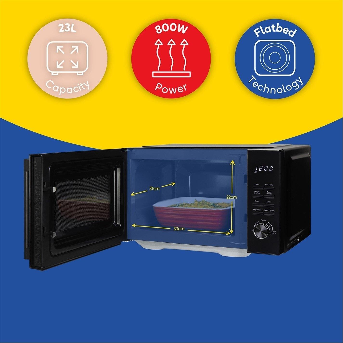 Black - Russell Hobbs - RHFM2365B 23L Black Flatbed Digital Microwave - 3