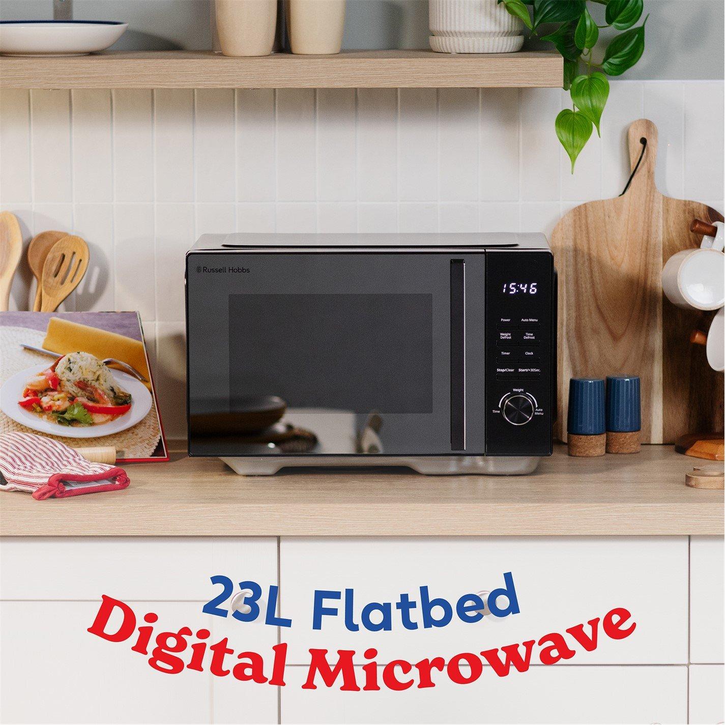 Black - Russell Hobbs - RHFM2365B 23L Black Flatbed Digital Microwave - 4