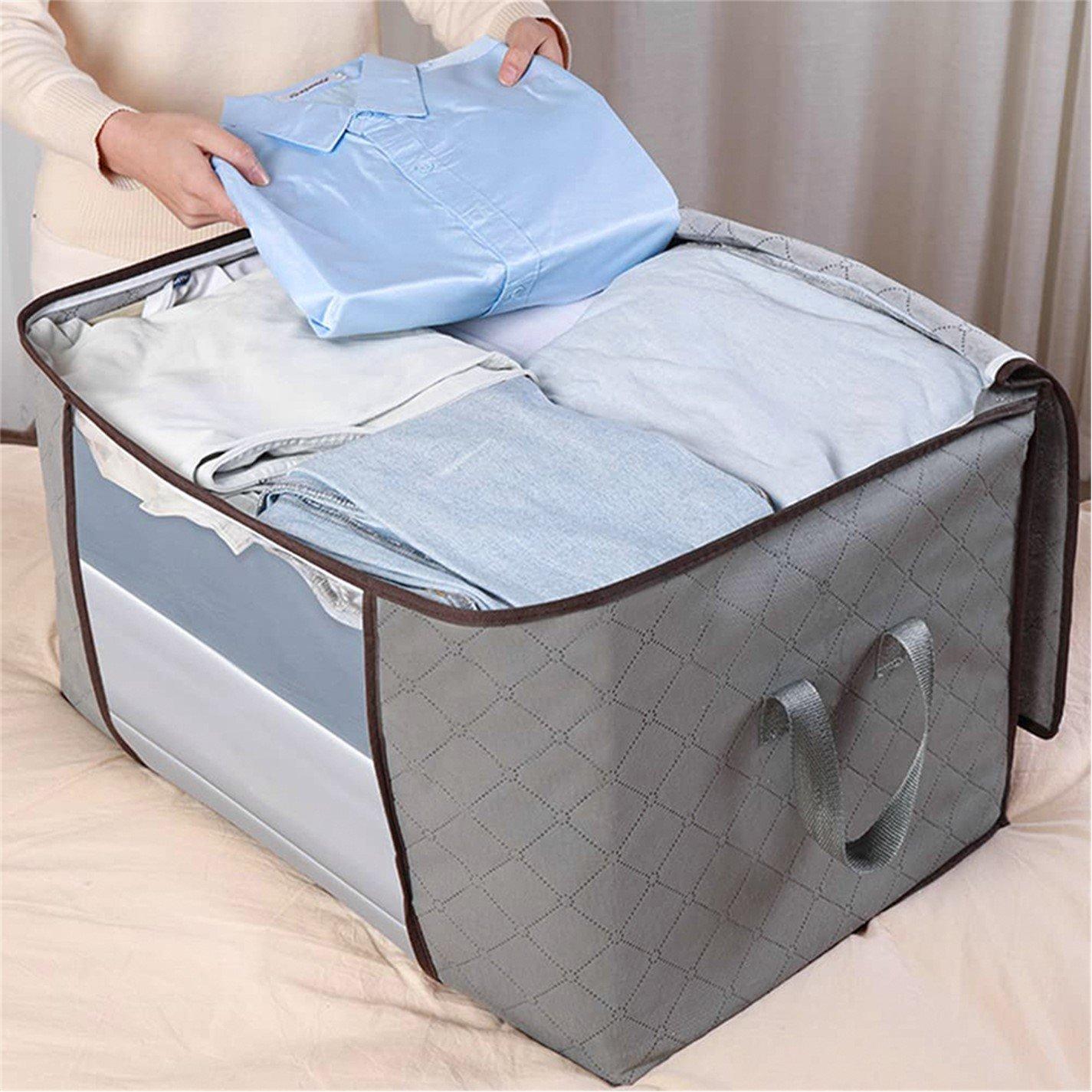 Grey - LIFE IDEAS - 3/4pcs Foldable Fabric Clothes Organizer Bag - 9