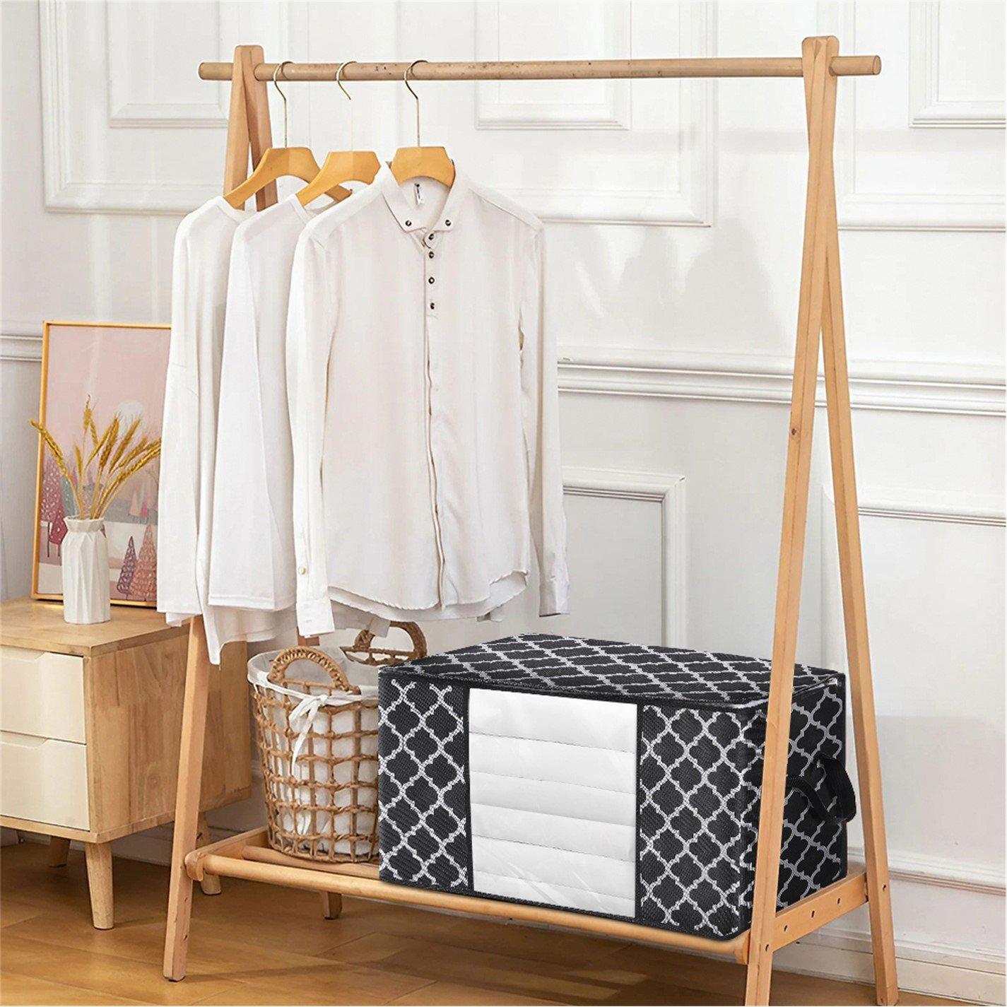 Life Ideas  3/4Pcs Foldable Fabric Clothes Organizer Bag - Black - 3pcs