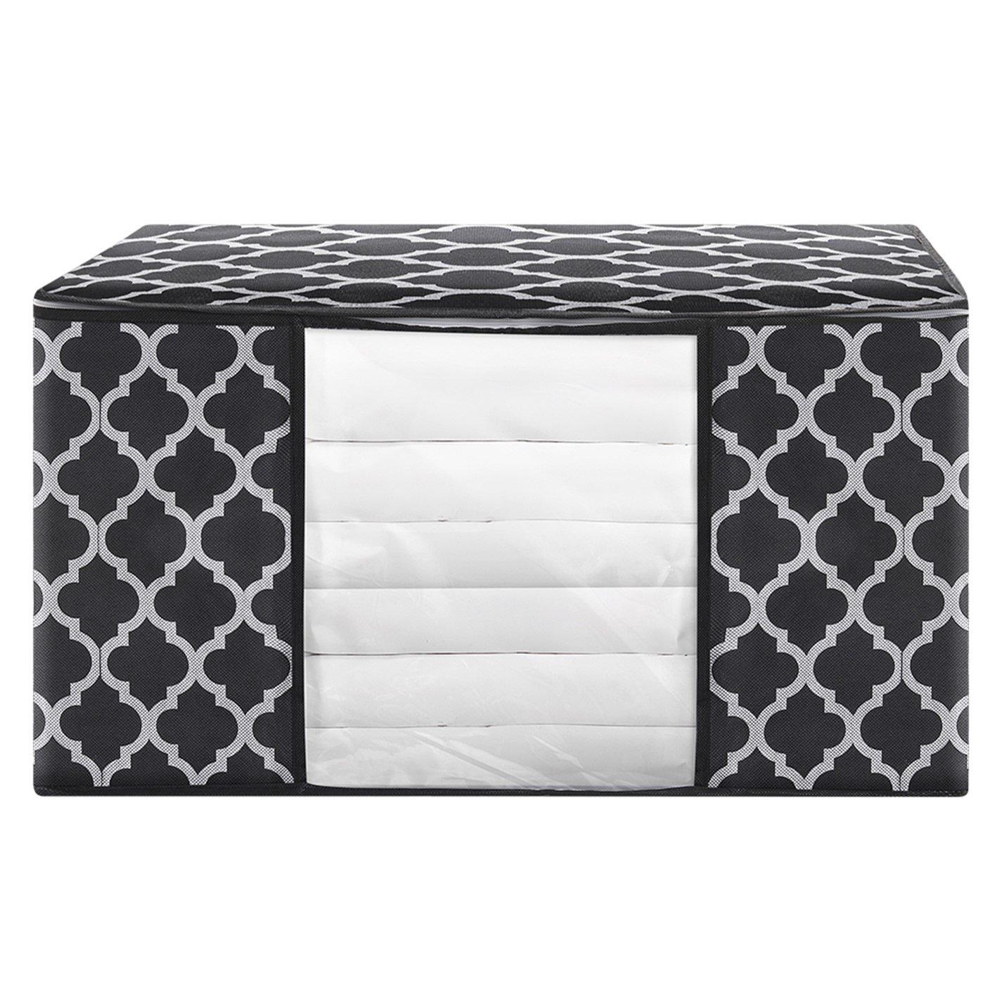 Black - LIFE IDEAS - 3/4pcs Foldable Fabric Clothes Organizer Bag - 3