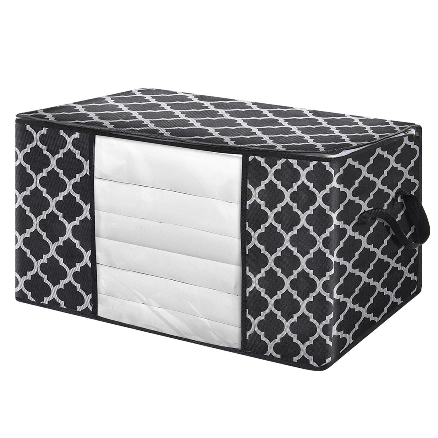 Black - LIFE IDEAS - 3/4pcs Foldable Fabric Clothes Organizer Bag - 4