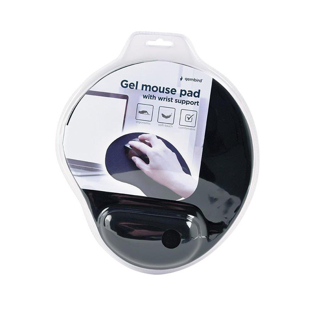 Black - Gembird - Gembird Gel Mouse Pad with Wrist Support - Black - 1