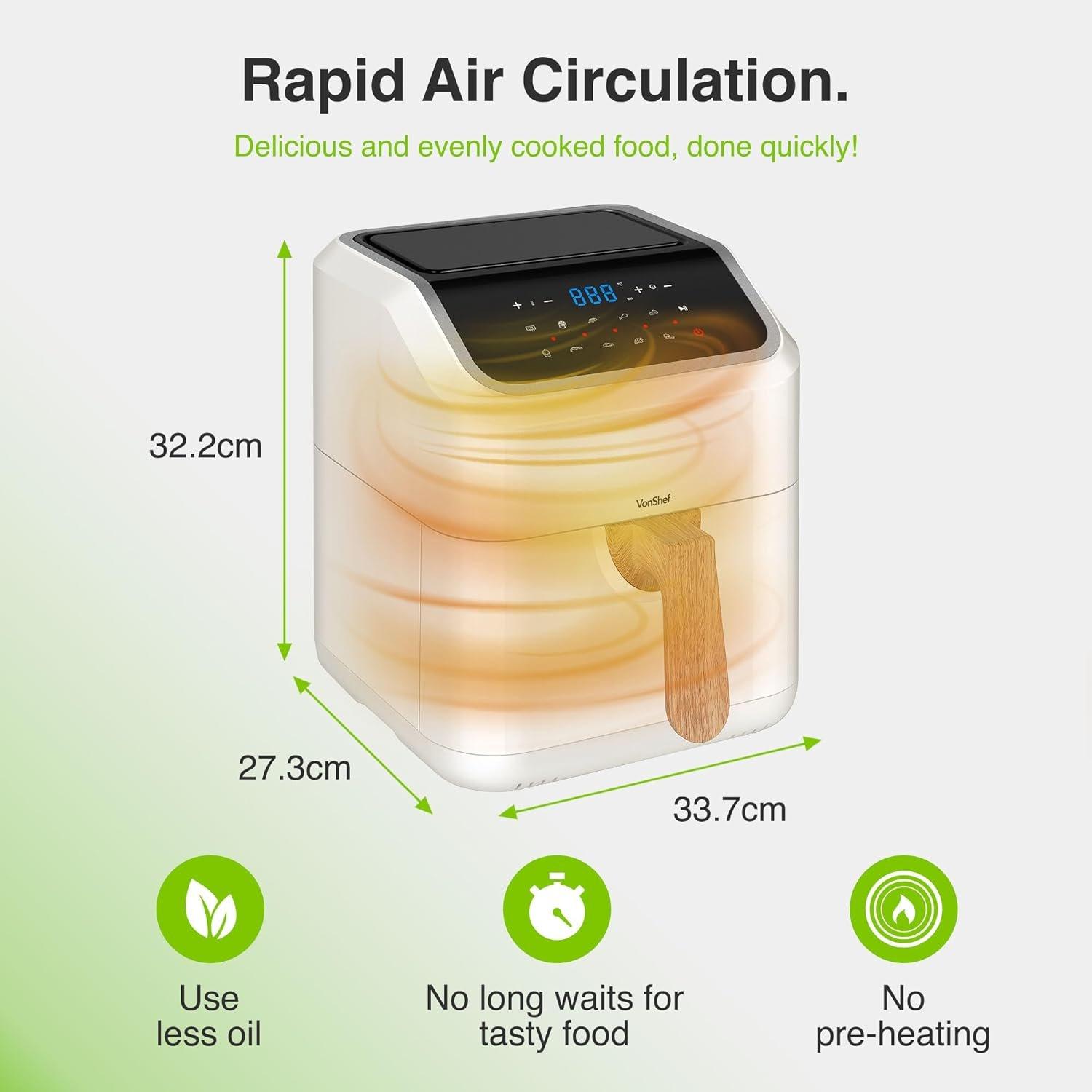 Cream - VonShef - VonShef - Fika Cream 5L Air Fryer - 7