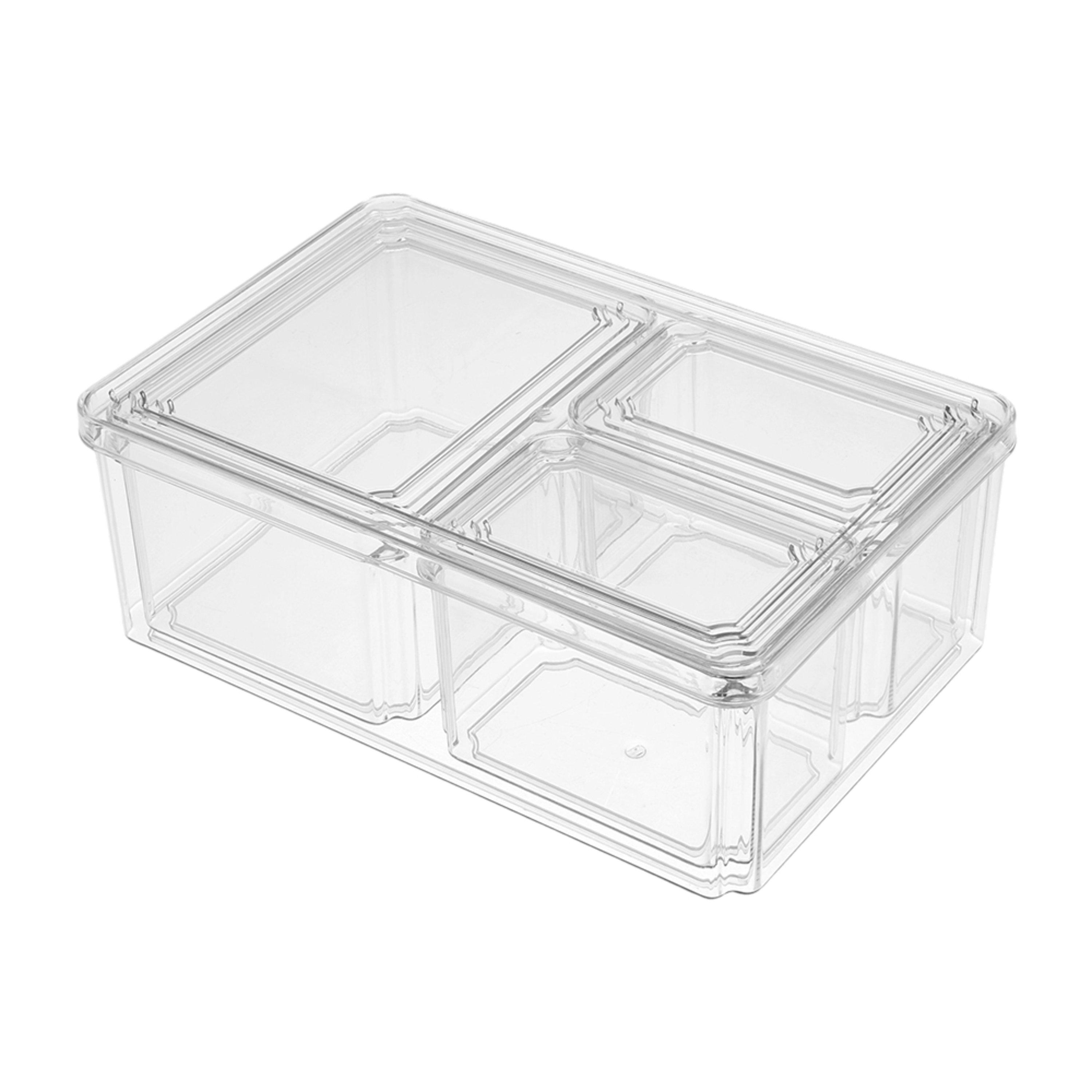 Clear2 - LIFE IDEAS - 2x Stackable Fridge Organisers Storage Set - 3
