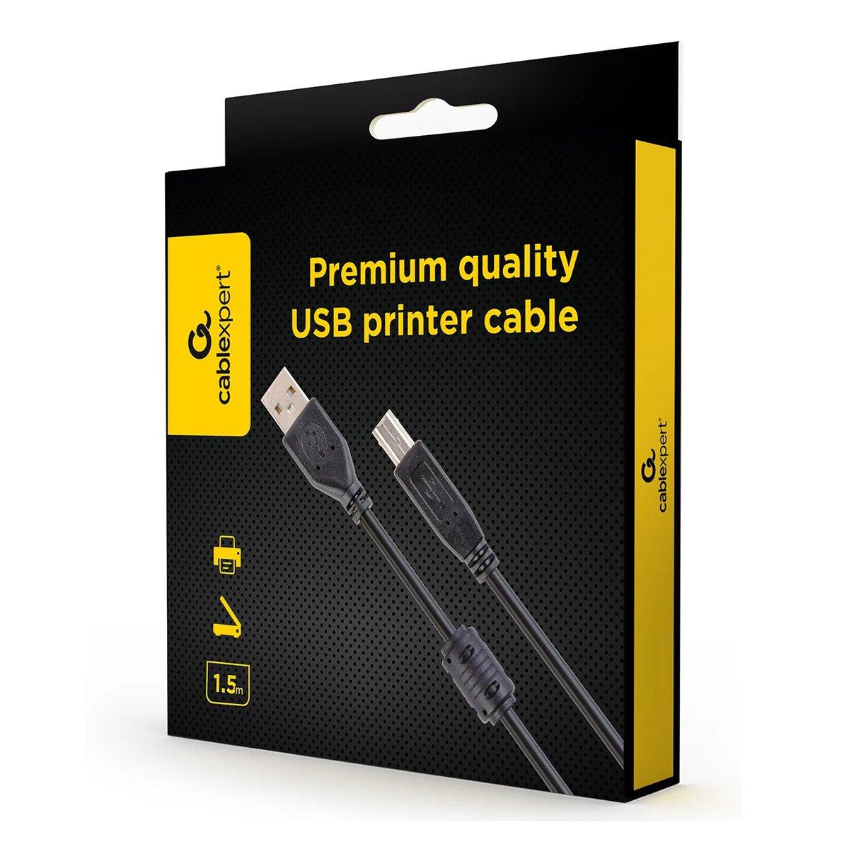 Black - Cablexpert - Cablexpert Premium USB 2.0 Printer Cable - 1.5m - 2