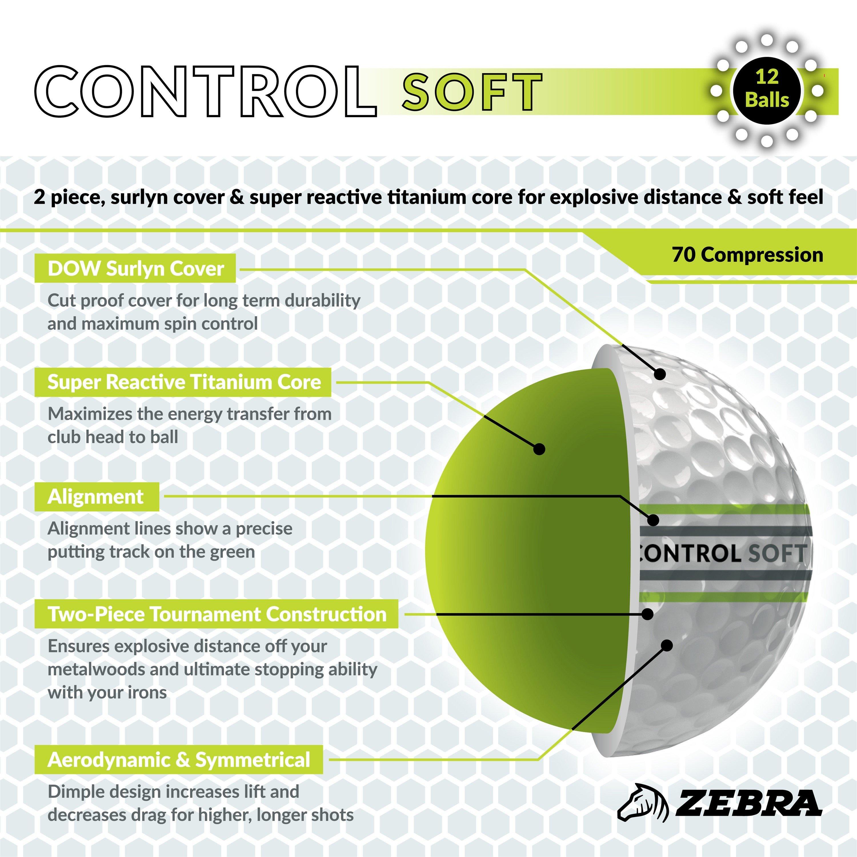 White - Zebra - Zebra Control Soft Golf Ball (Dozen) - 2
