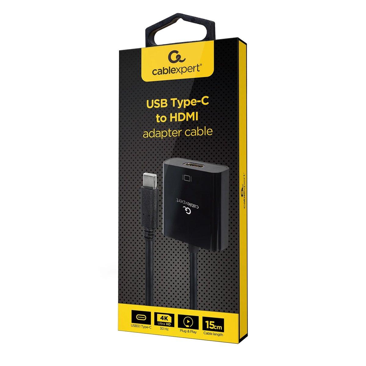 Black - Cablexpert - Cablexpert USB Type-C To HDMI Adapter Cable - 2