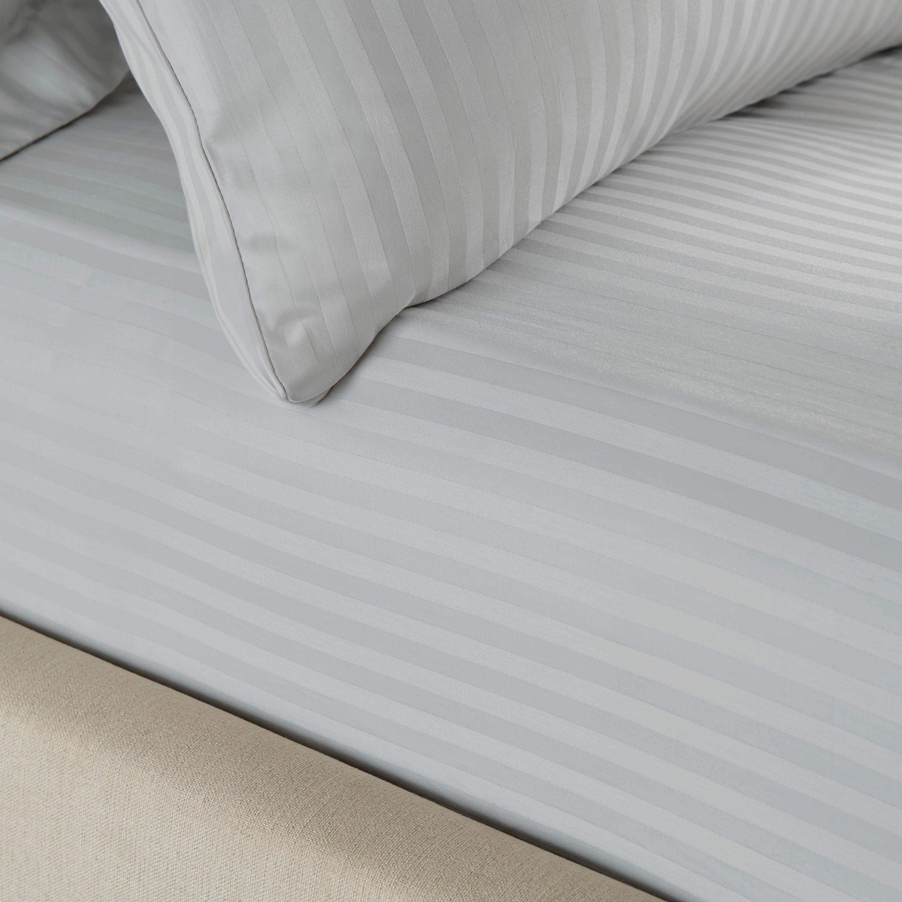 Catherine Lansfield  300 Thread Count Satin Stripe Fitted Sheet - Grey - Double