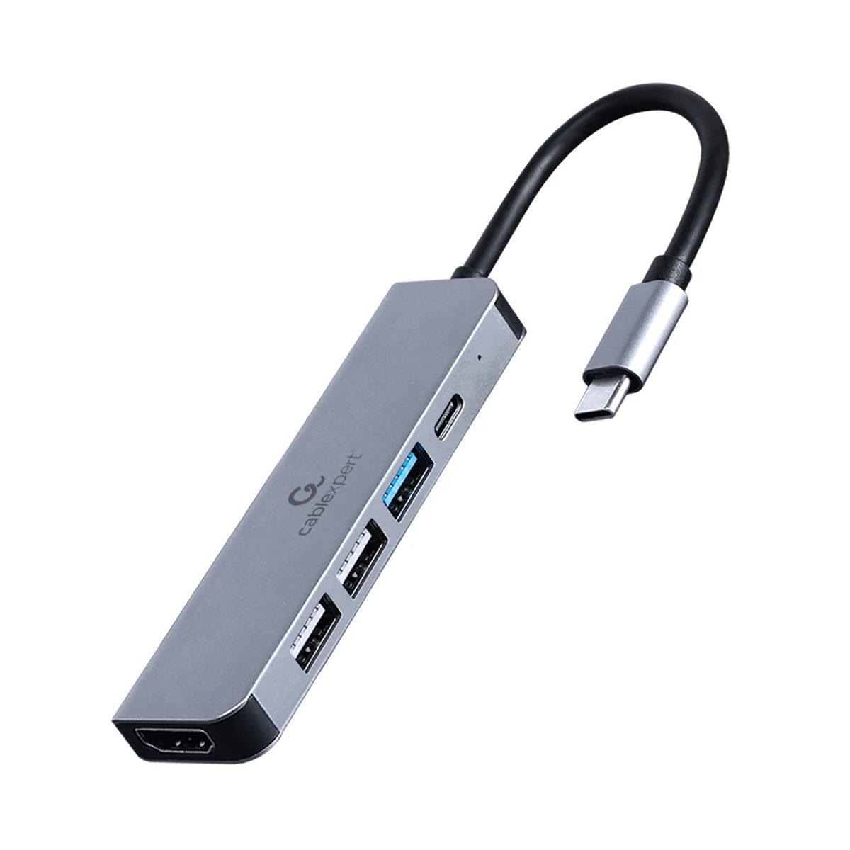 Grey - Gembird - Cablexpert USB Type-C 5-in-1 Multi-Port Adapter - 1