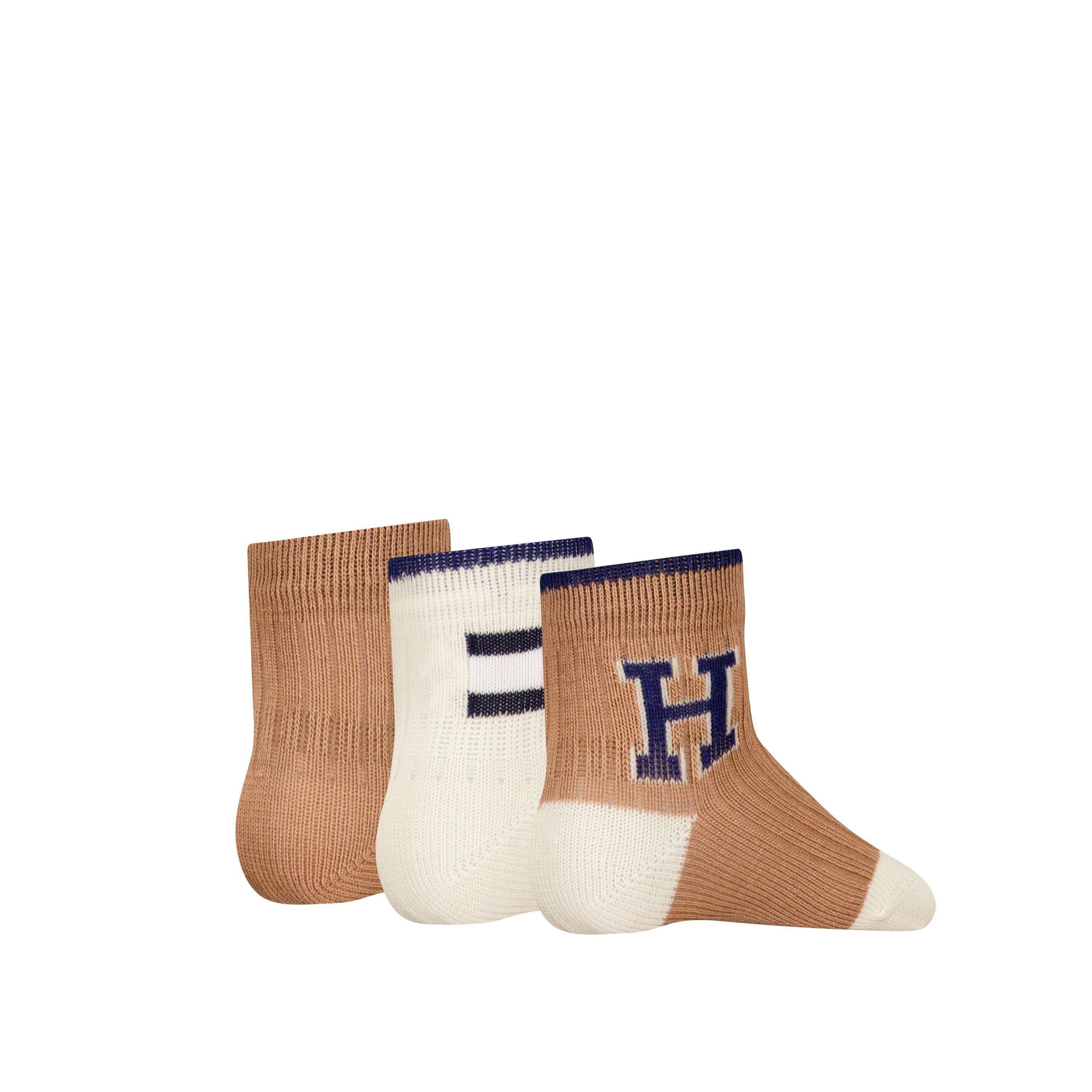 Cáqui/Branco - Tommy Hilfiger - Unisex Kids' Crew Socks - 2