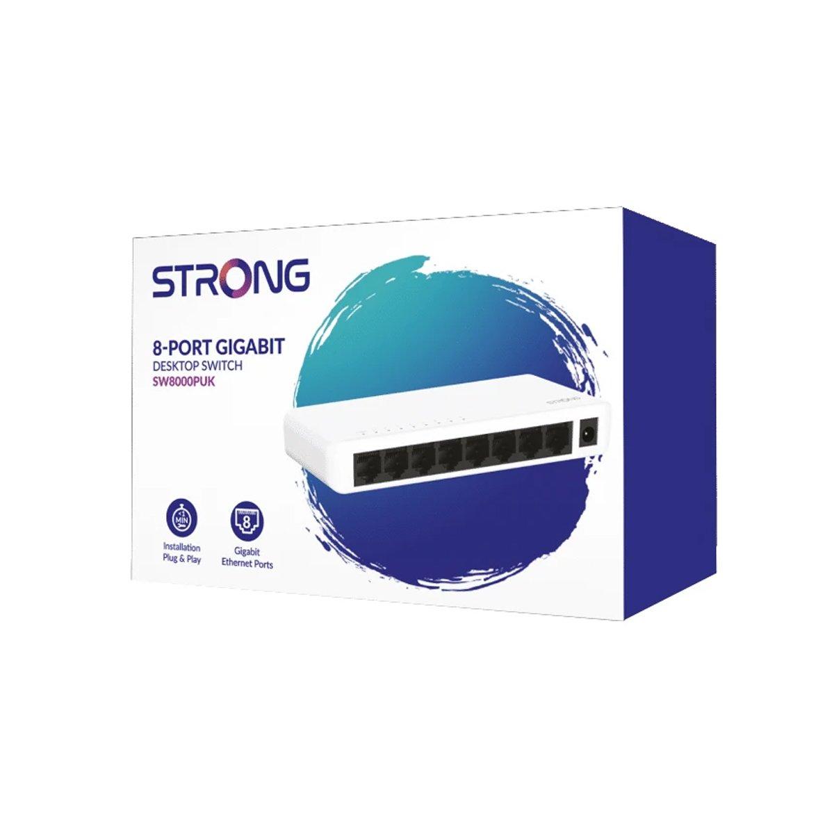 Strong 8 Port Desktop/Wallmount Ethernet Gigabit Switch Plastic (SW8000PUK) - Image 6