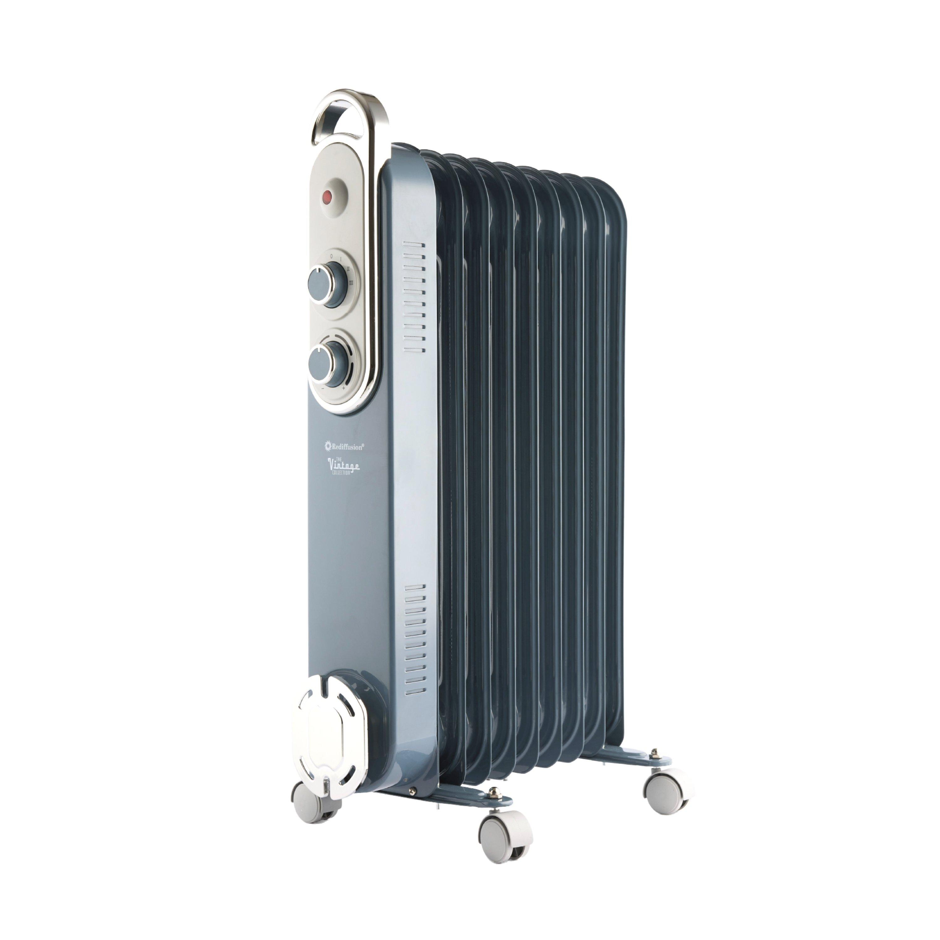 Blue - Rediffusion - Vintage 9 Fin Oil Filled Radiator - 2