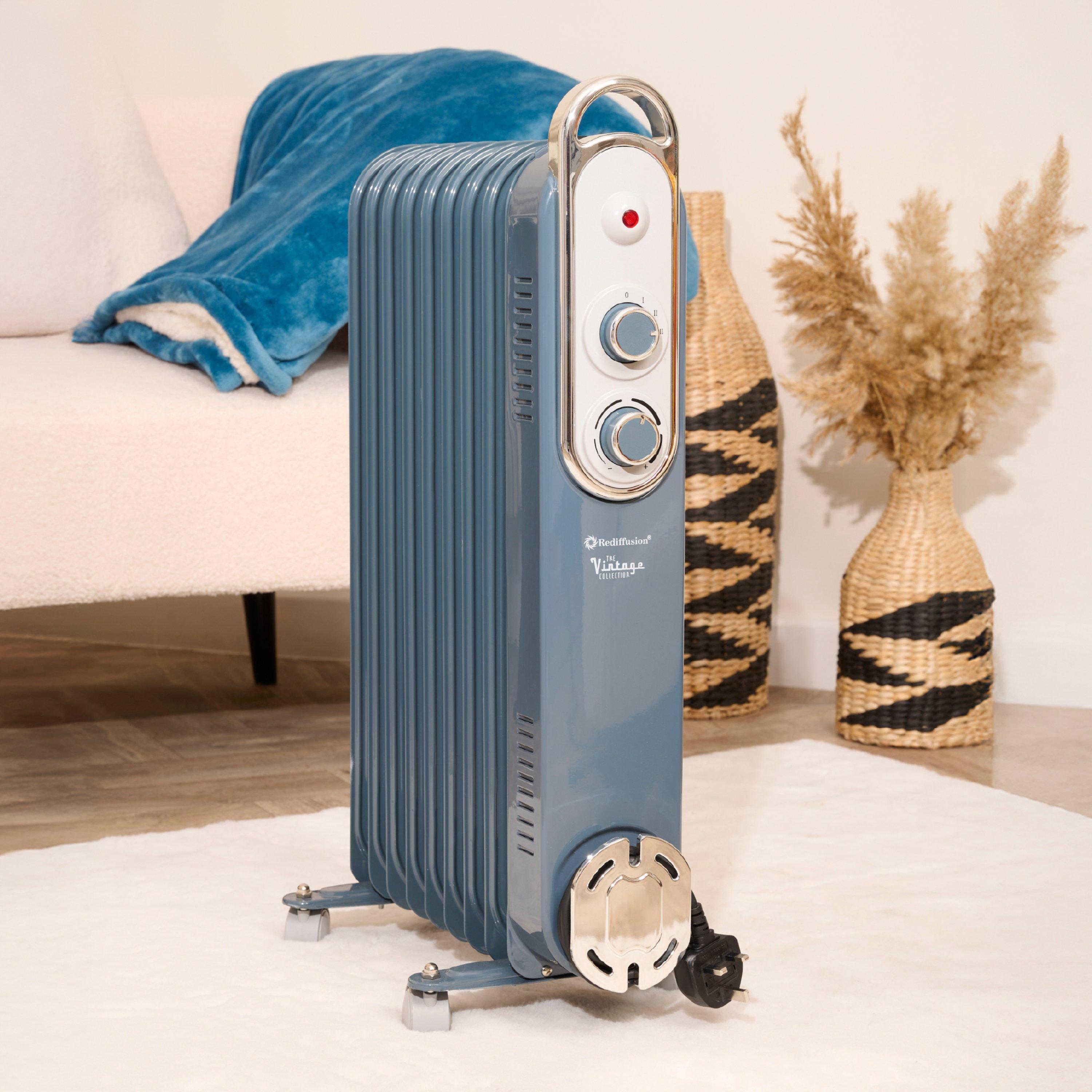 Blue - Rediffusion - Vintage 9 Fin Oil Filled Radiator - 5