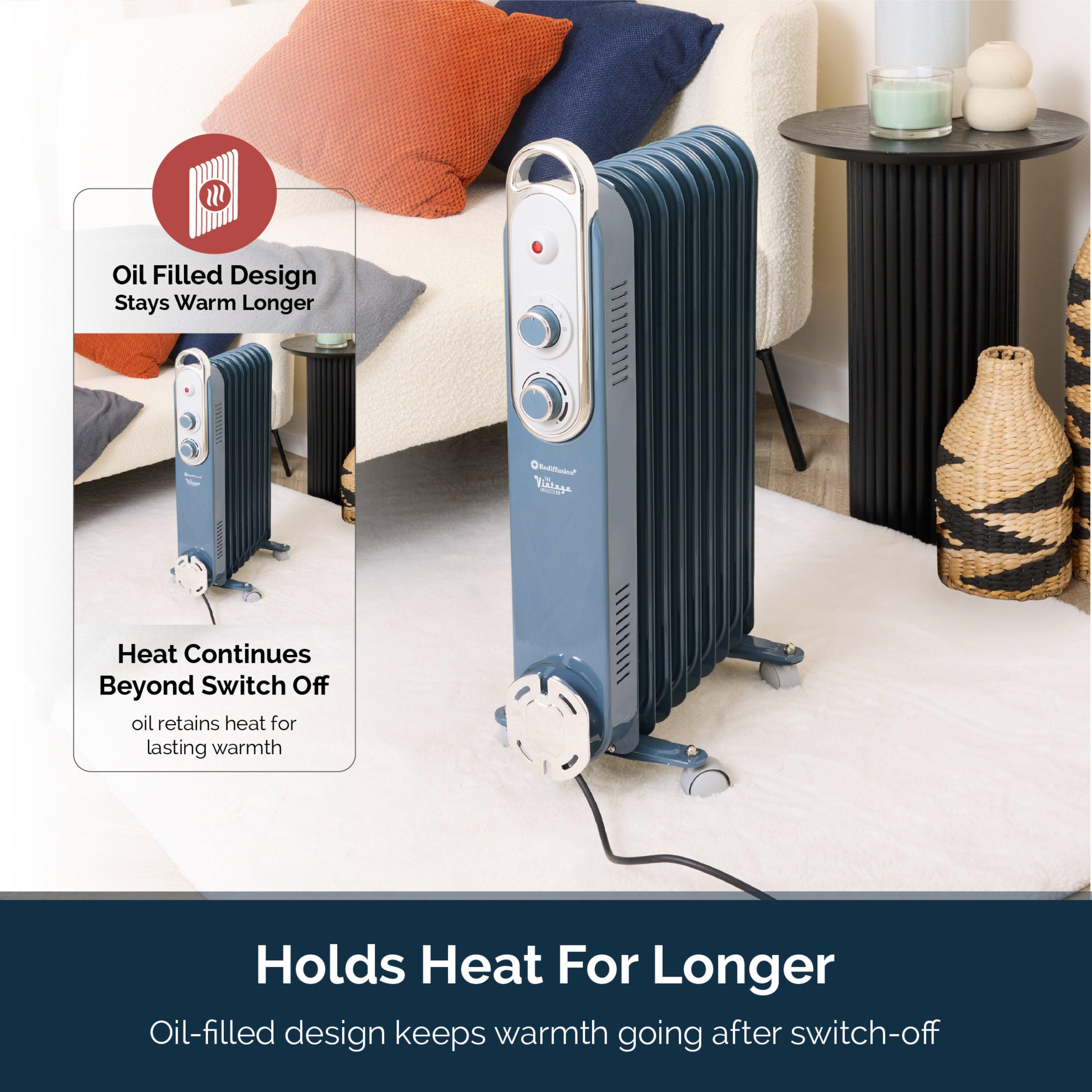 Blue - Rediffusion - Vintage 9 Fin Oil Filled Radiator - 6