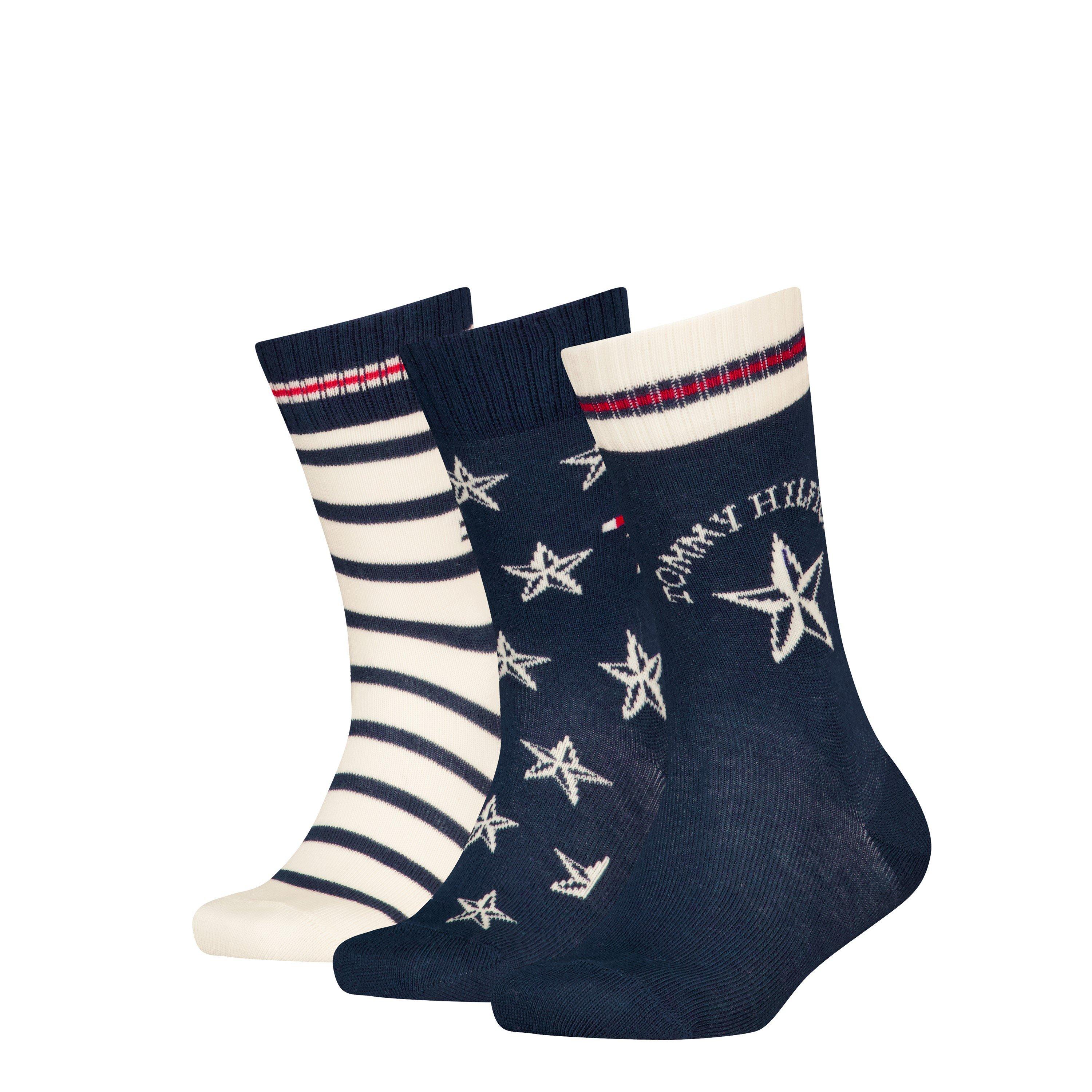 Navy/Hvid - Tommy Hilfiger - Kids' Crew Socks - 1