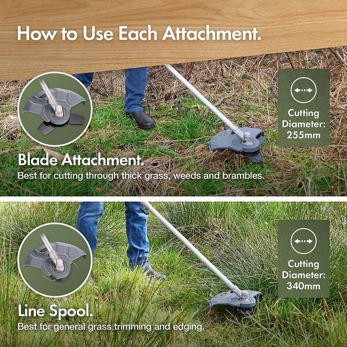 Grey - VonHaus - Cordless Grass Trimmer & Brush Cutter 2 in 1 - 3