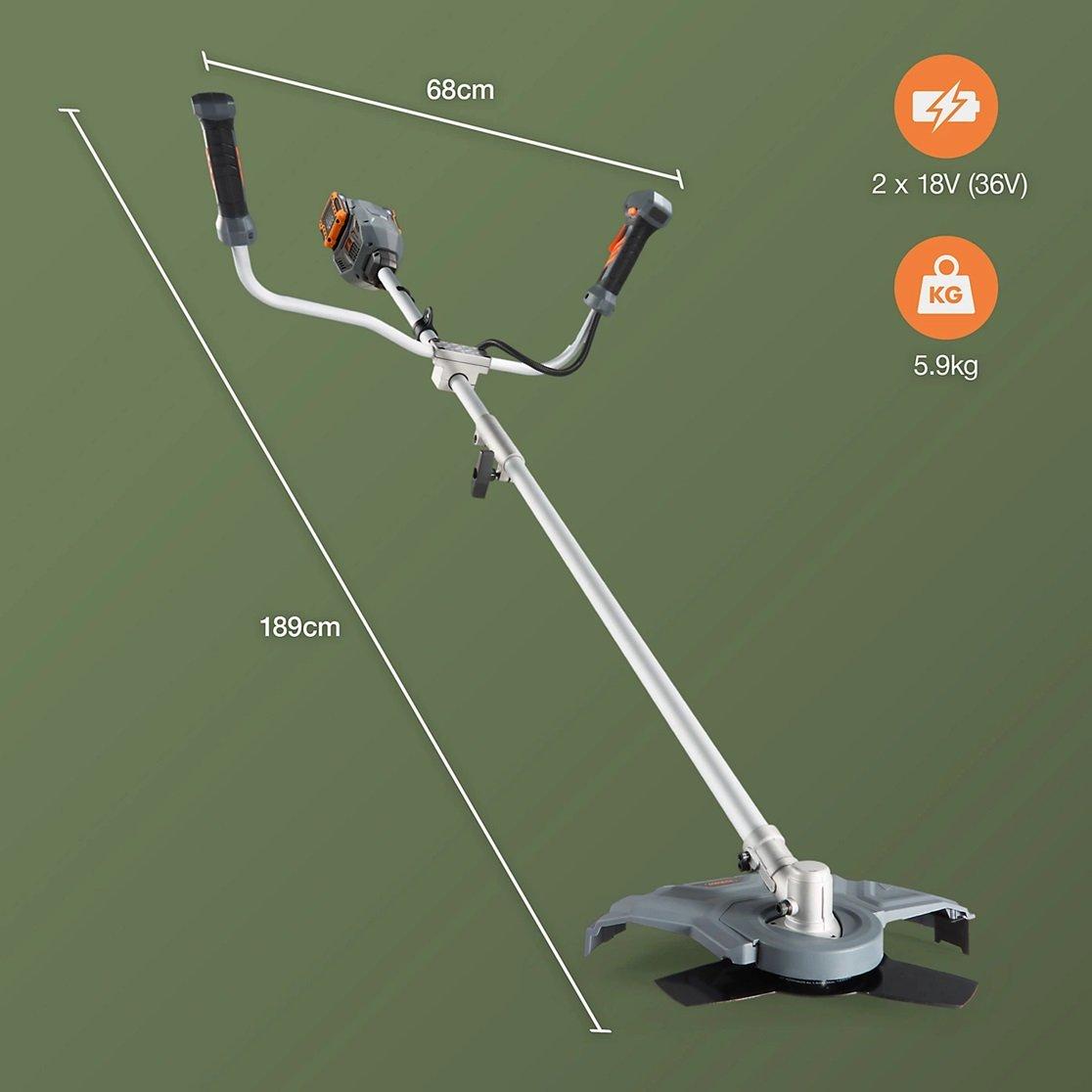 Grey - VonHaus - Cordless Grass Trimmer & Brush Cutter 2 in 1 - 6