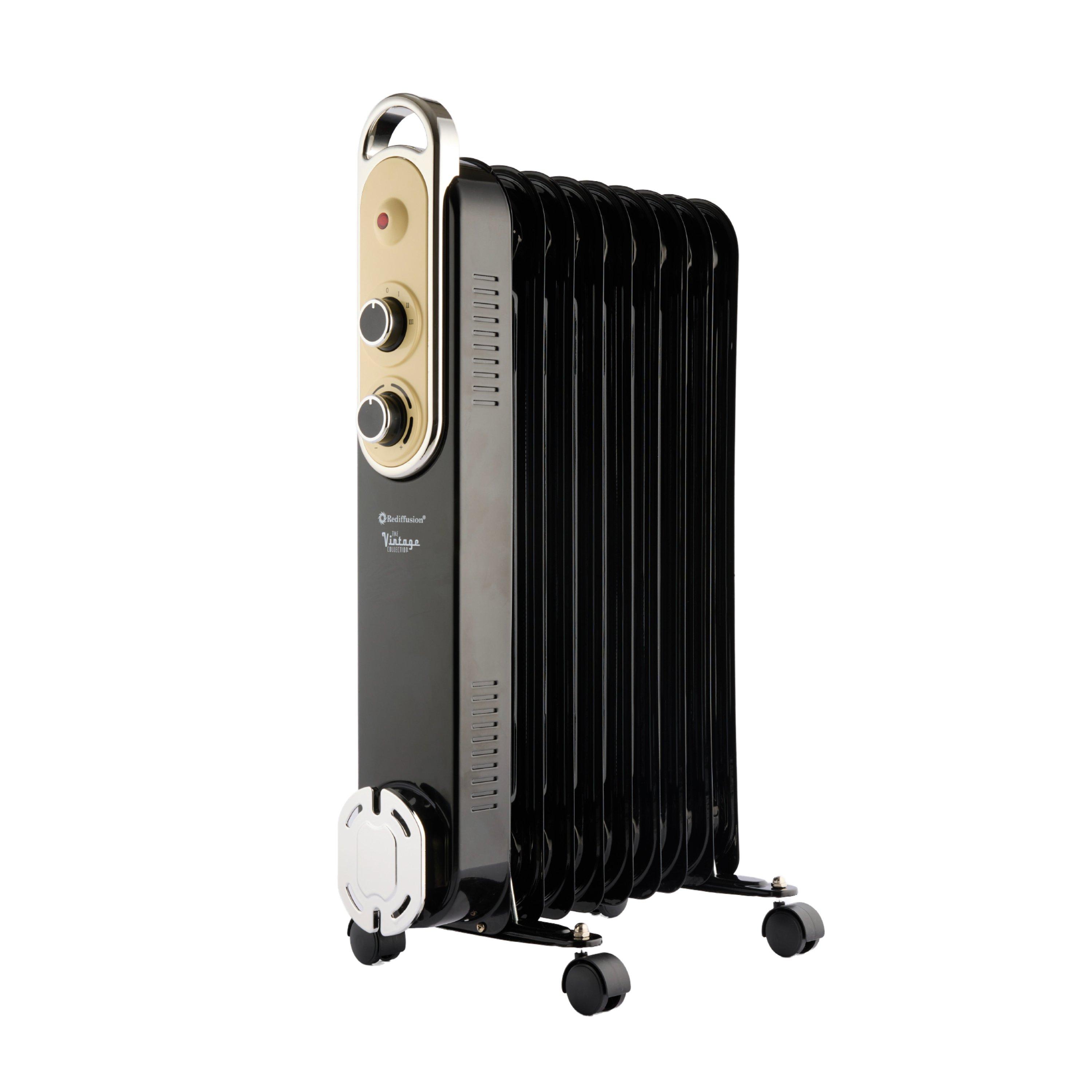 Black - Rediffusion - Vintage 9 Fin Oil Filled Radiator - 2