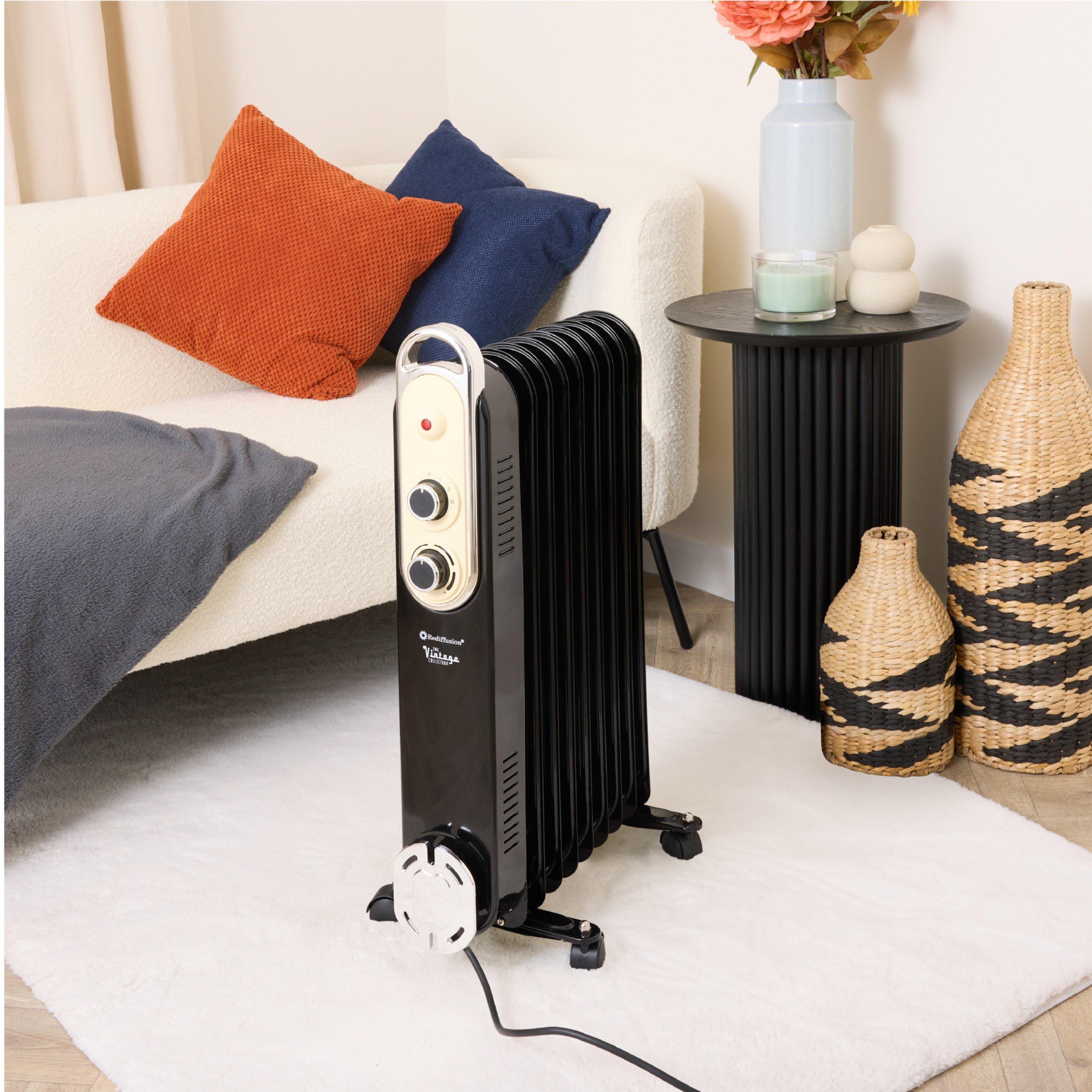 Black - Rediffusion - Vintage 9 Fin Oil Filled Radiator - 3