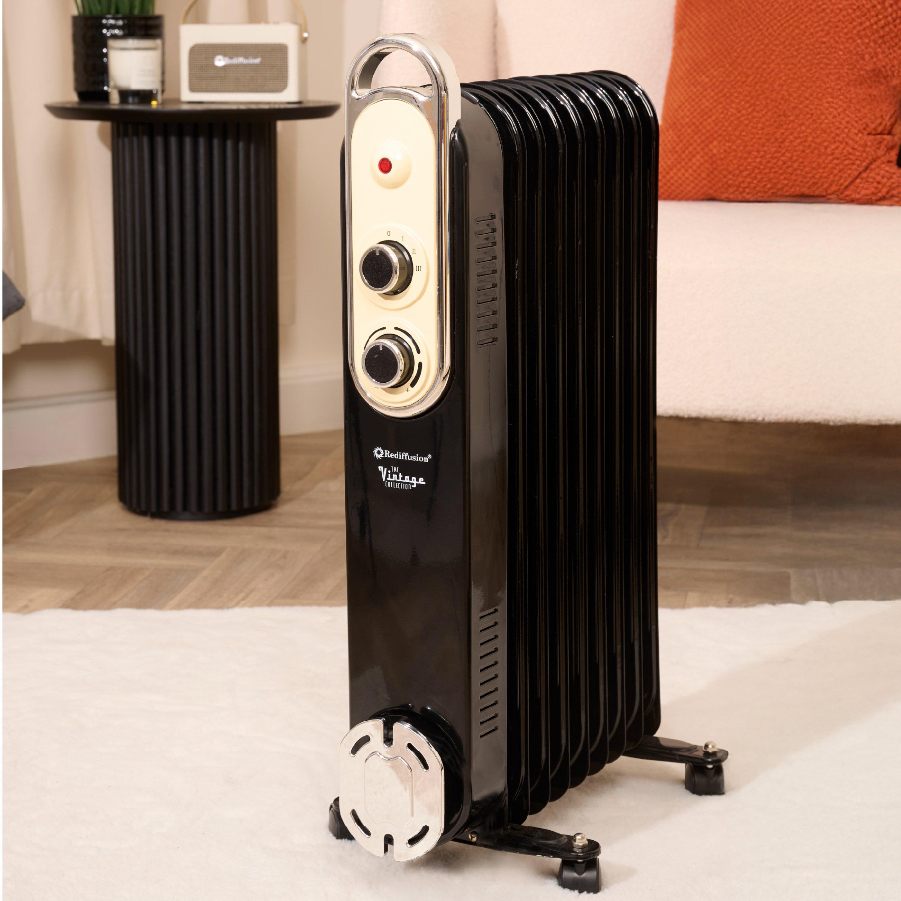 Black - Rediffusion - Vintage 9 Fin Oil Filled Radiator - 4