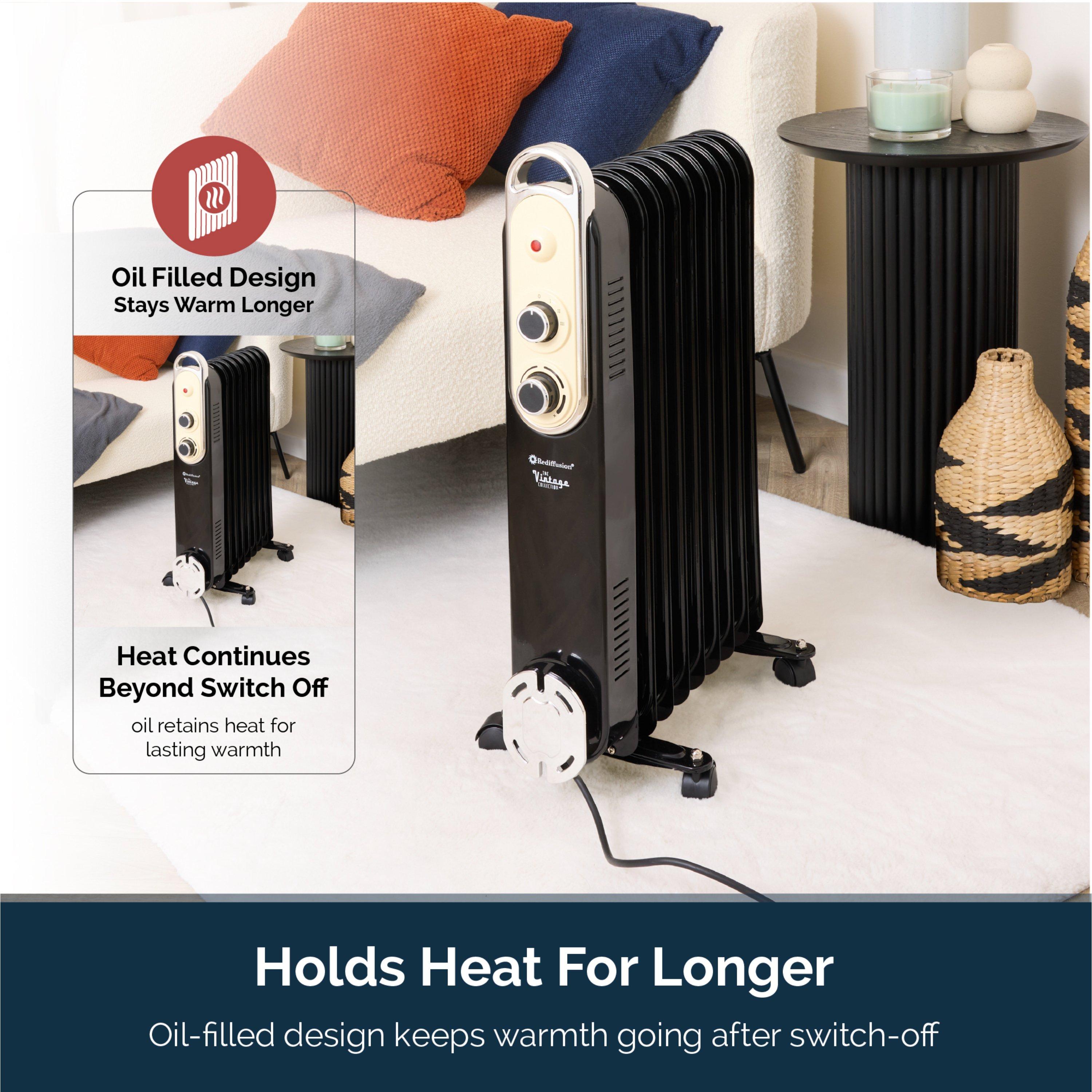 Black - Rediffusion - Vintage 9 Fin Oil Filled Radiator - 5