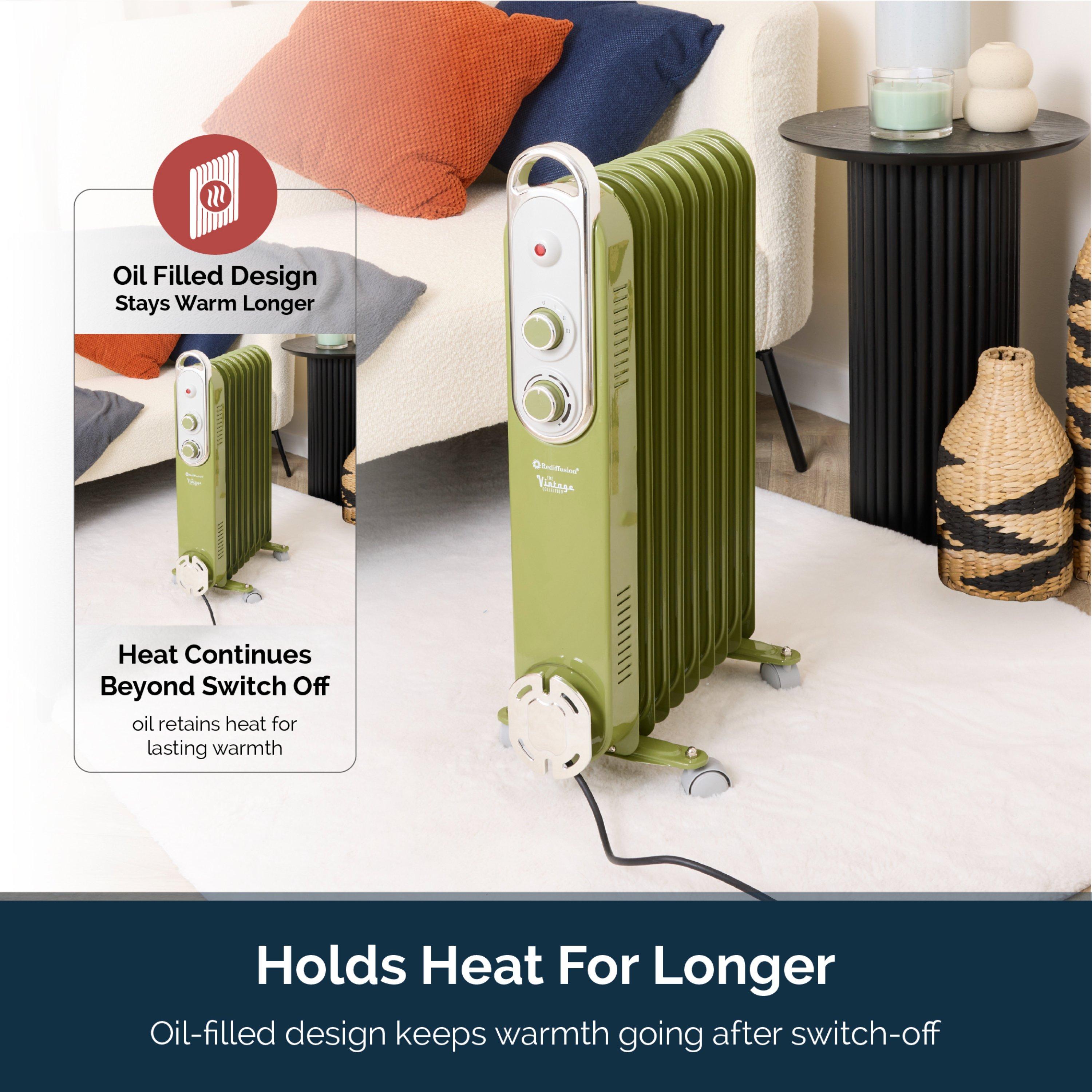 Green - Rediffusion - Vintage 9 Fin Oil Filled Radiator - 6