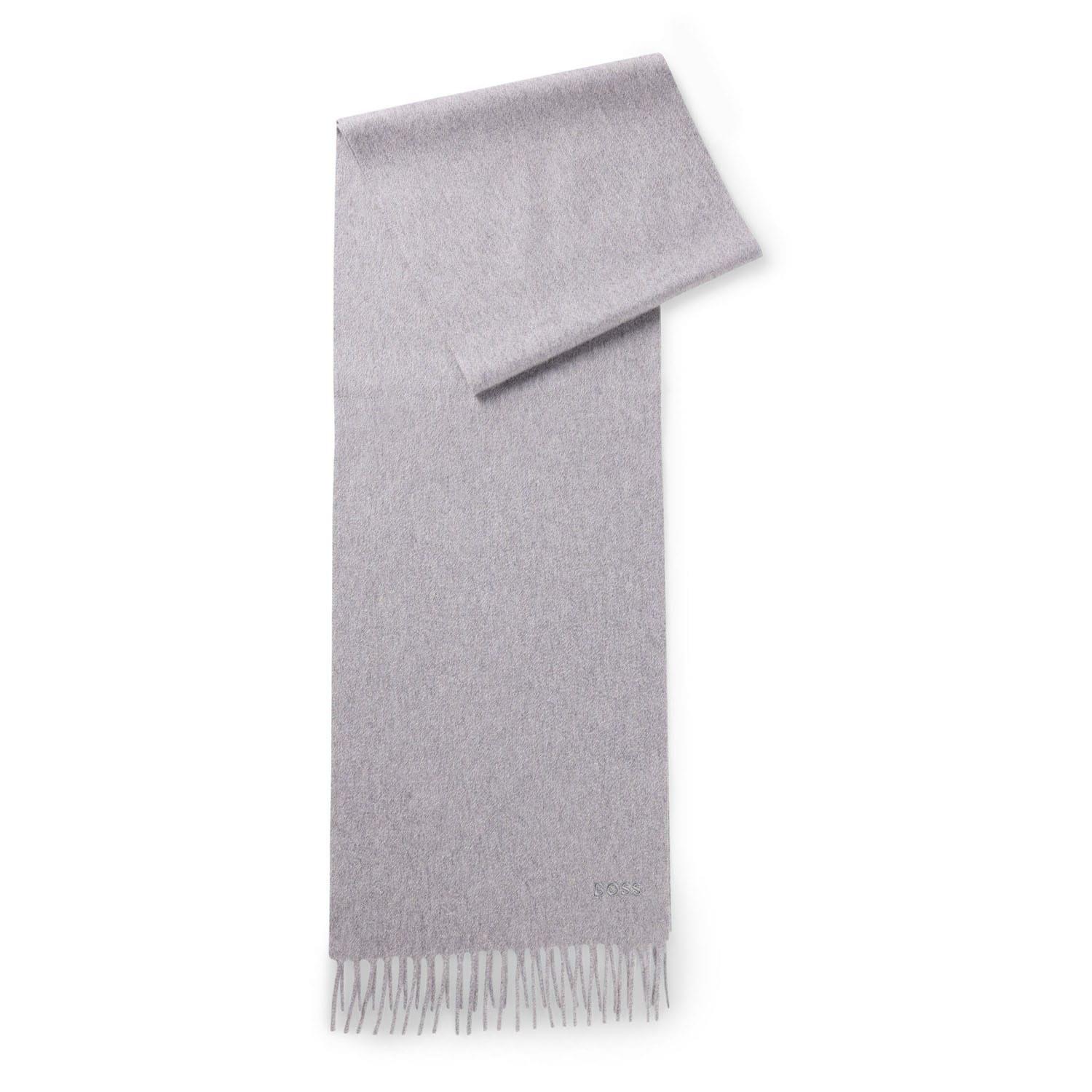 Grey - Boss - Embroidered Logo Scarf