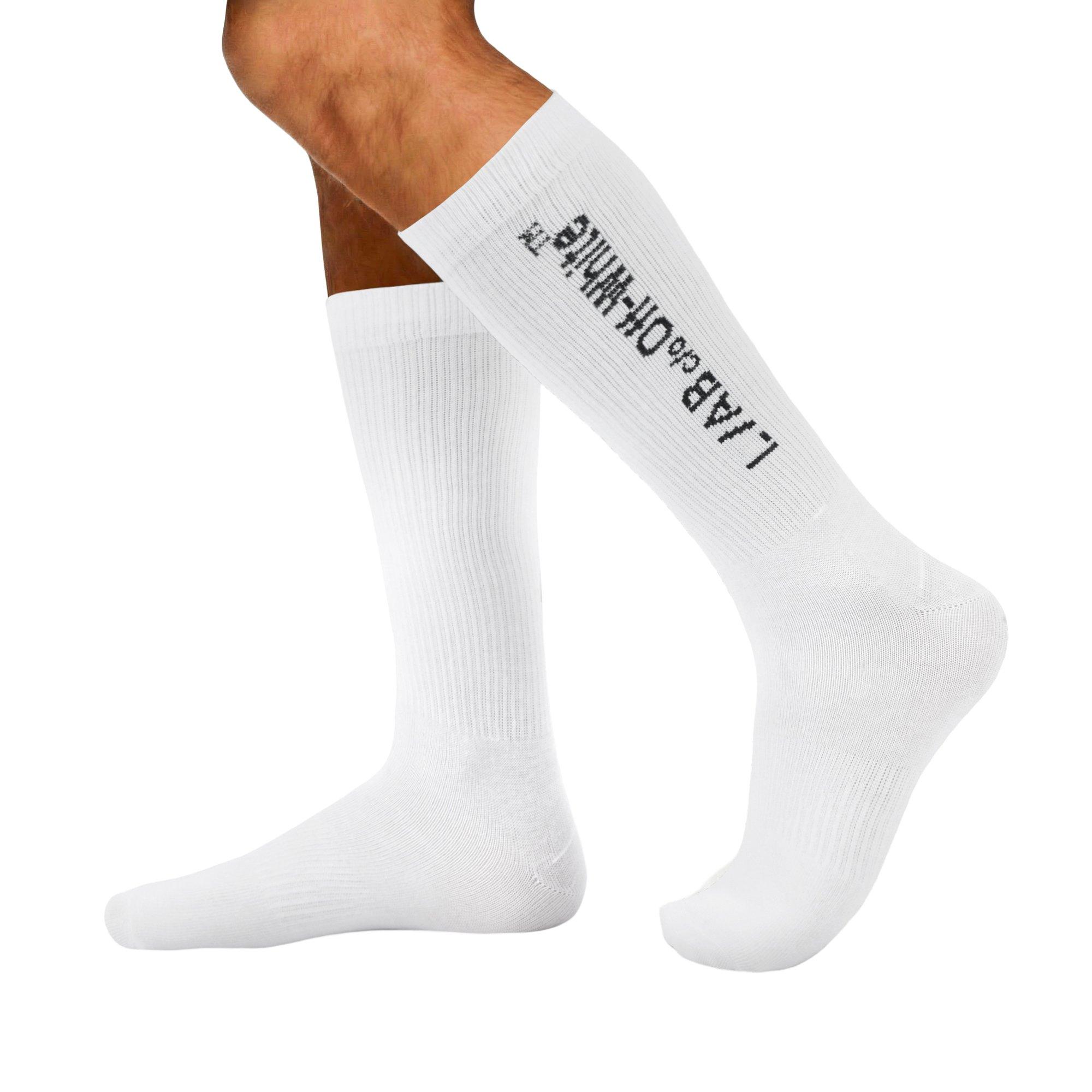 Multi 959 - L AB Off White - Men's Text 3 Pack Crew Socks - 3