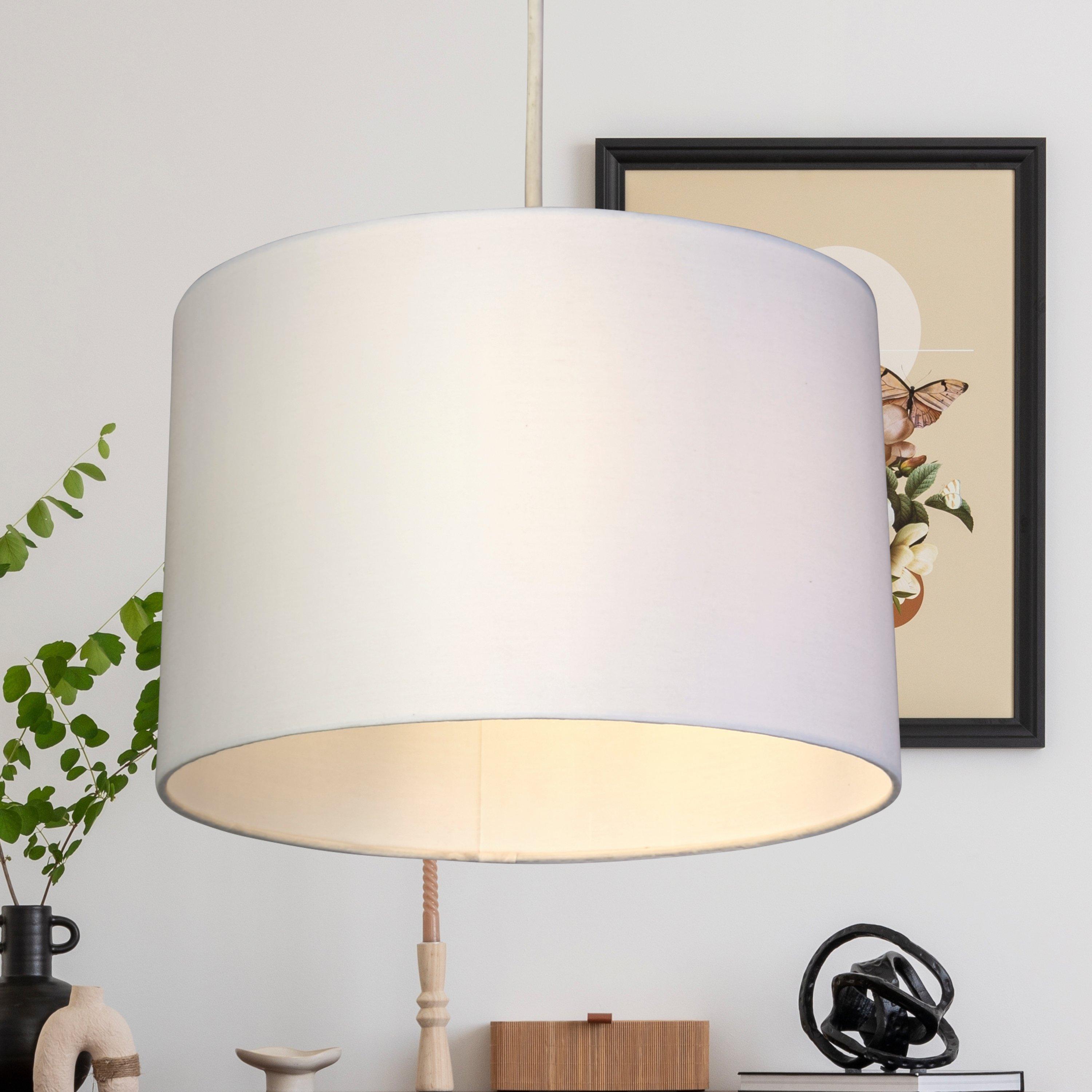 Lighting Collection  Kaia Grey Drum Ceiling Shade - White