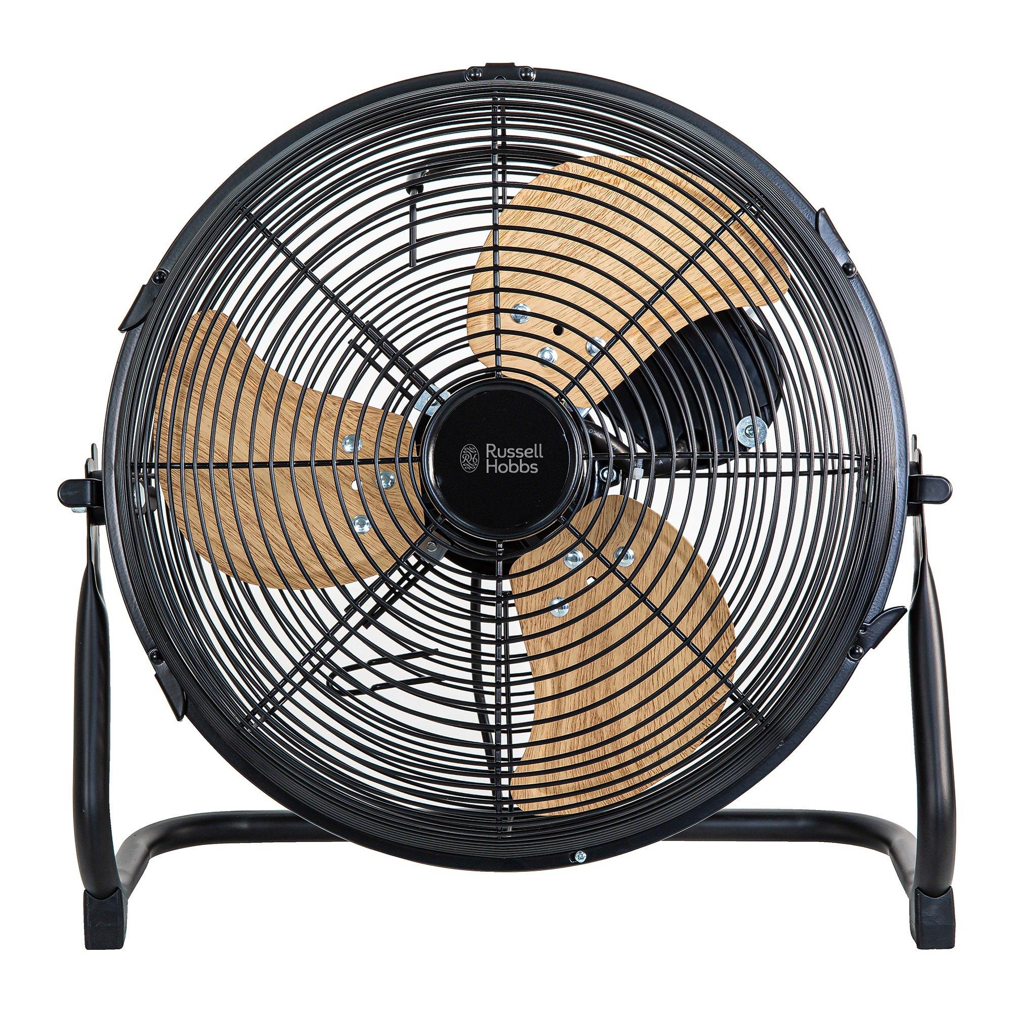 Wood & Black - Russell Hobbs - RHGF1221WDB 12” Floor Fan in Black Scandi - 1