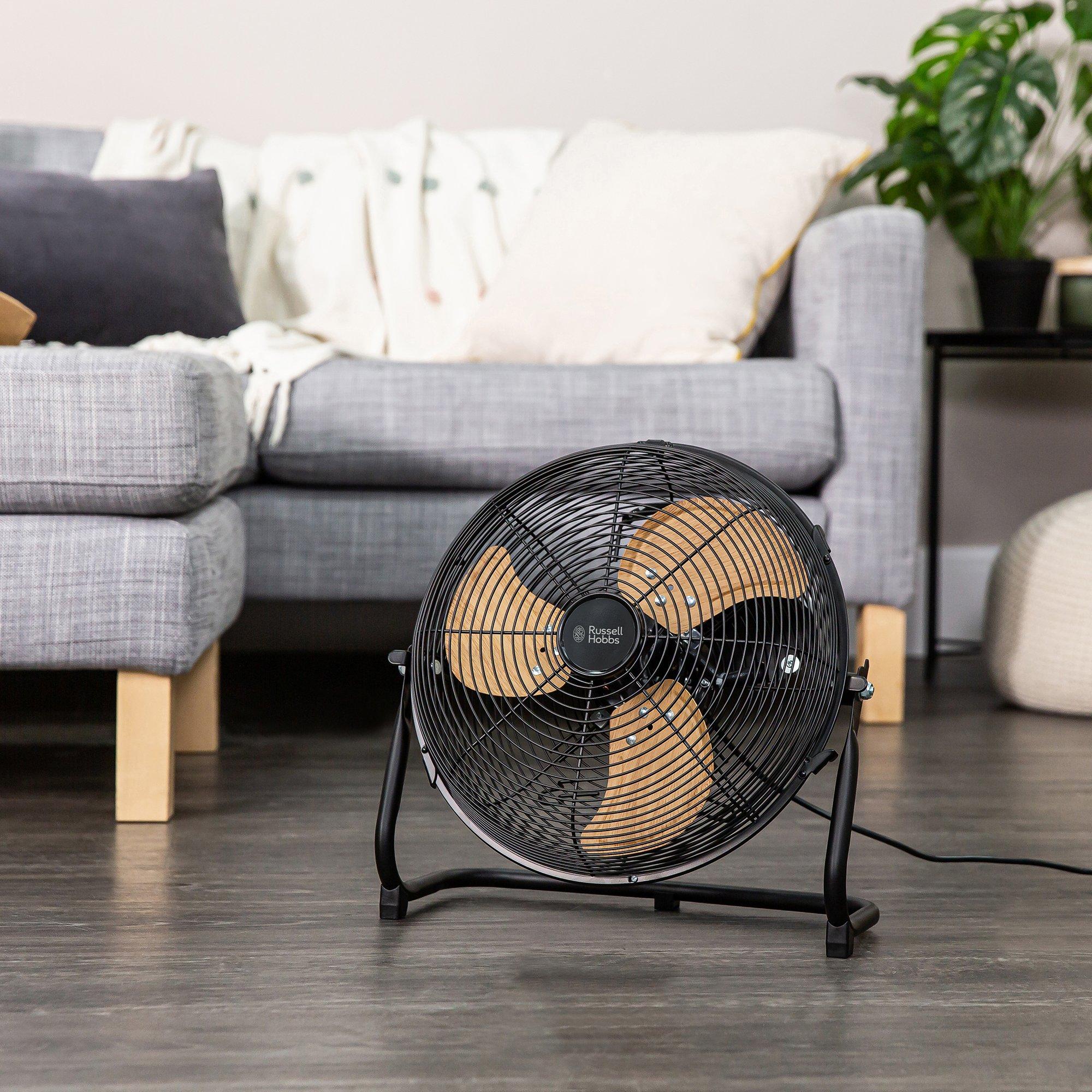 Wood & Black - Russell Hobbs - RHGF1221WDB 12” Floor Fan in Black Scandi - 3