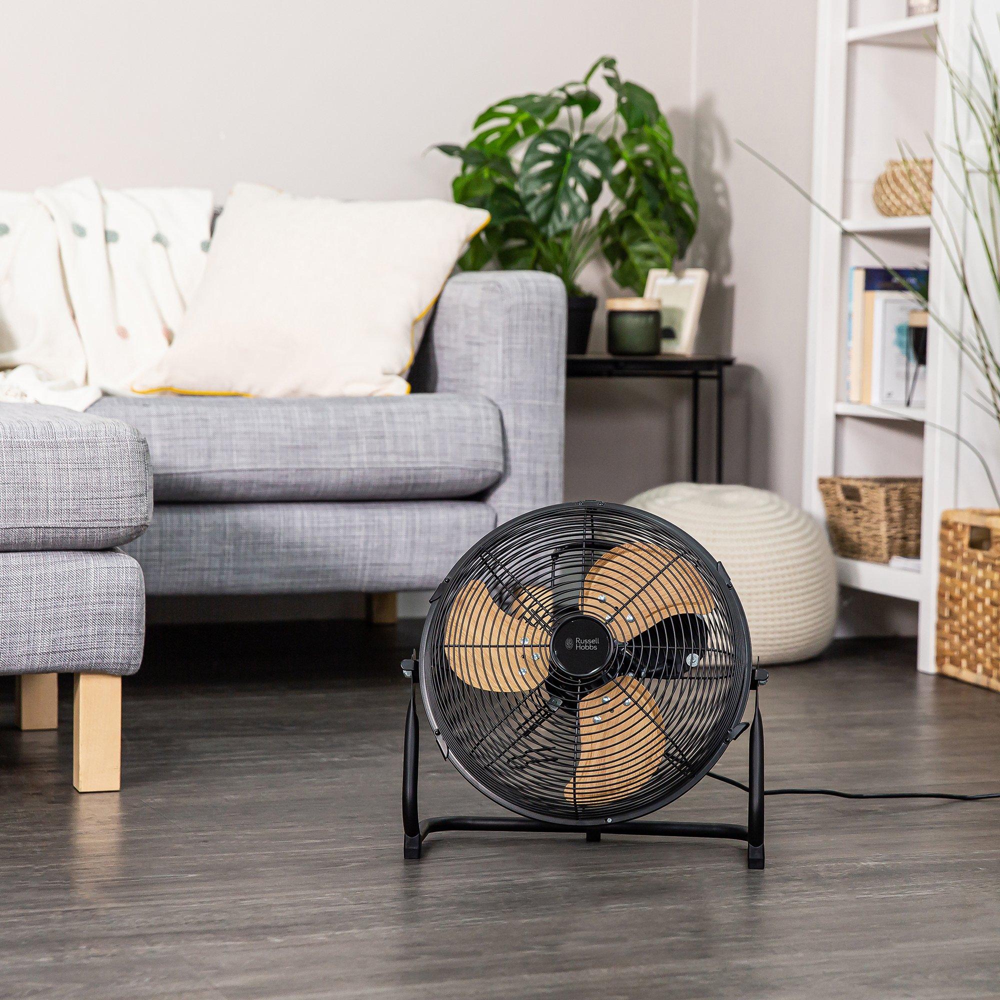 Wood & Black - Russell Hobbs - RHGF1221WDB 12” Floor Fan in Black Scandi - 4
