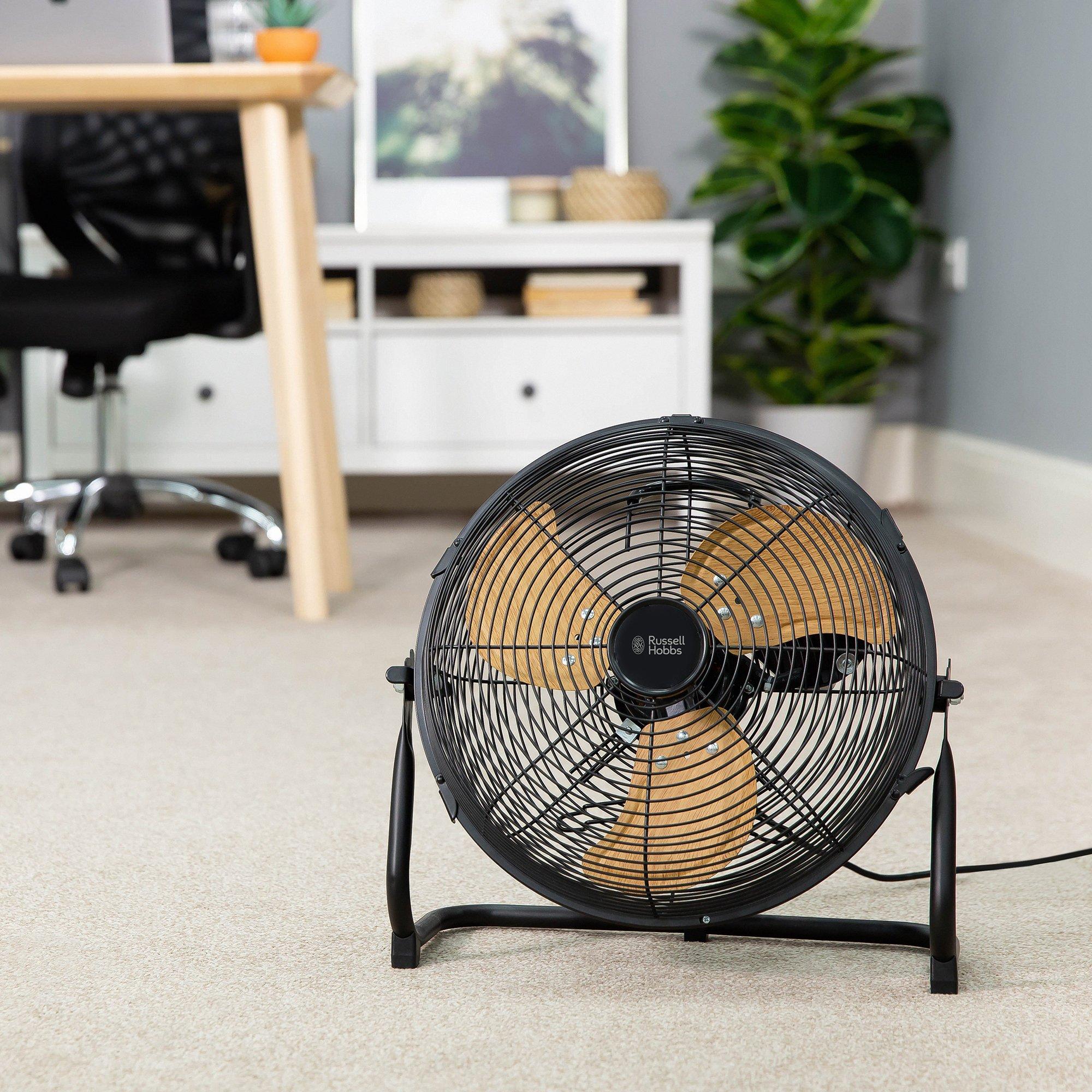Wood & Black - Russell Hobbs - RHGF1221WDB 12” Floor Fan in Black Scandi - 7