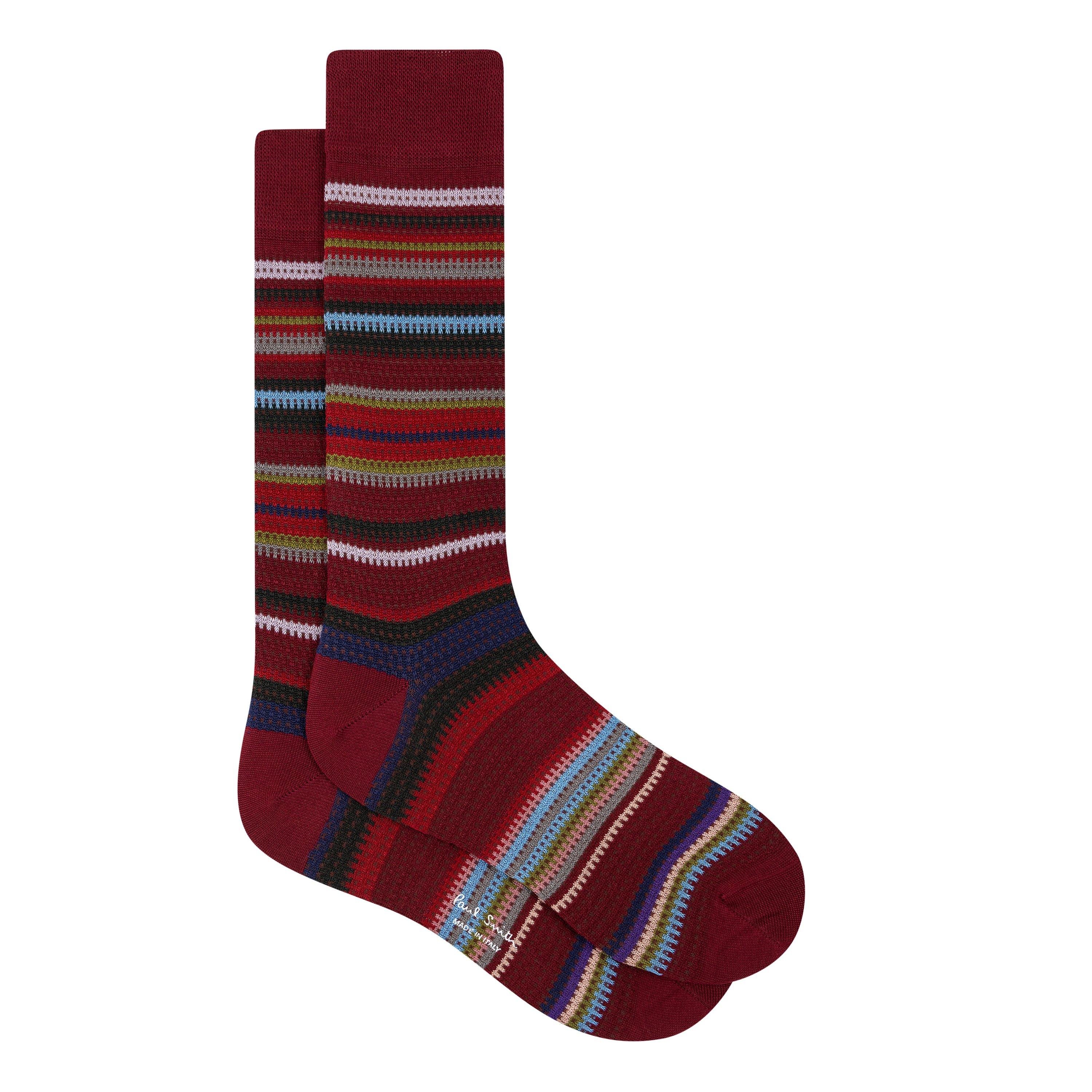 Red 28 - Paul Smith - Men's Harvey Stripe Crew Socks - 1