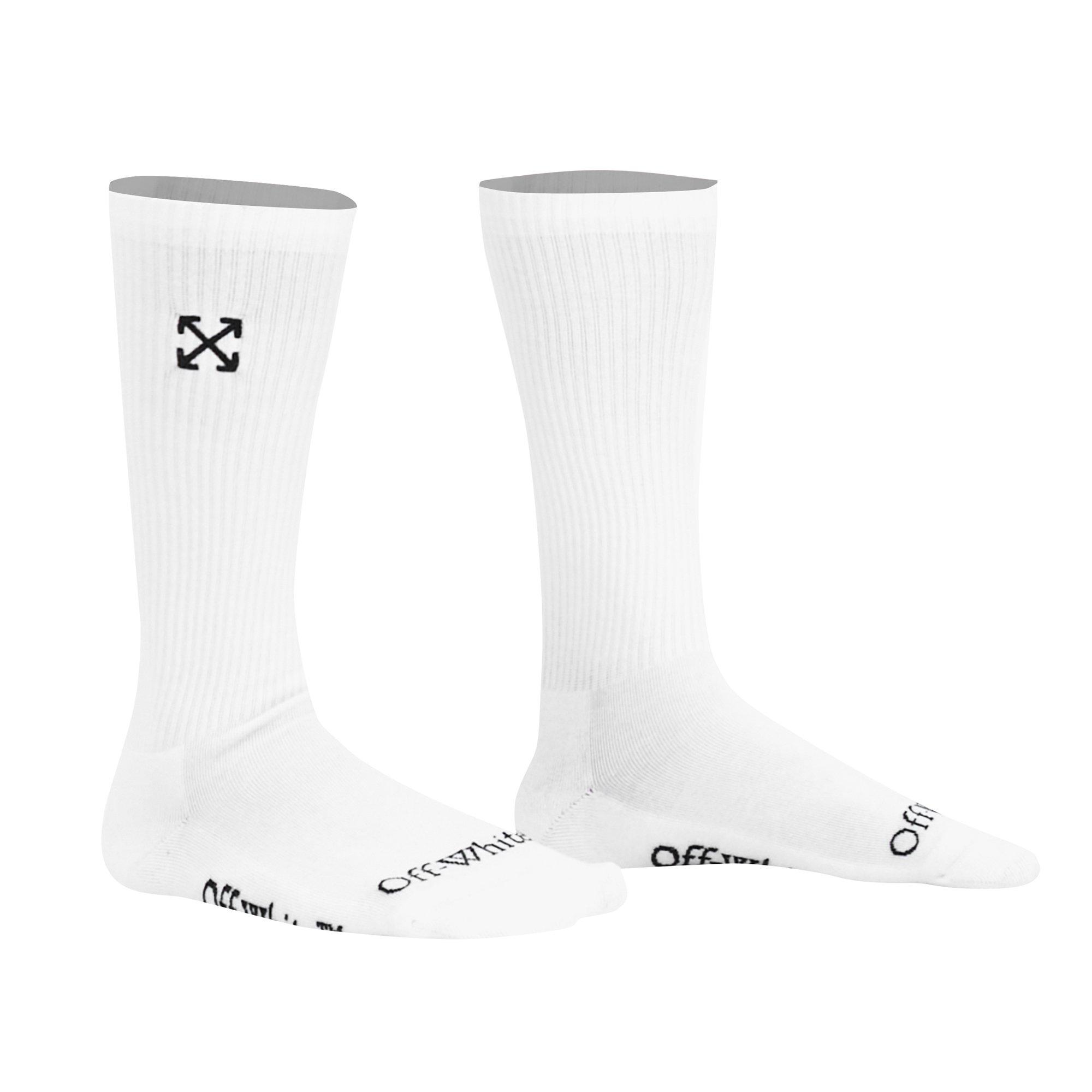 White 100 - Off White - Men's Arrow Mid Calf Cotton Crew Socks - 2