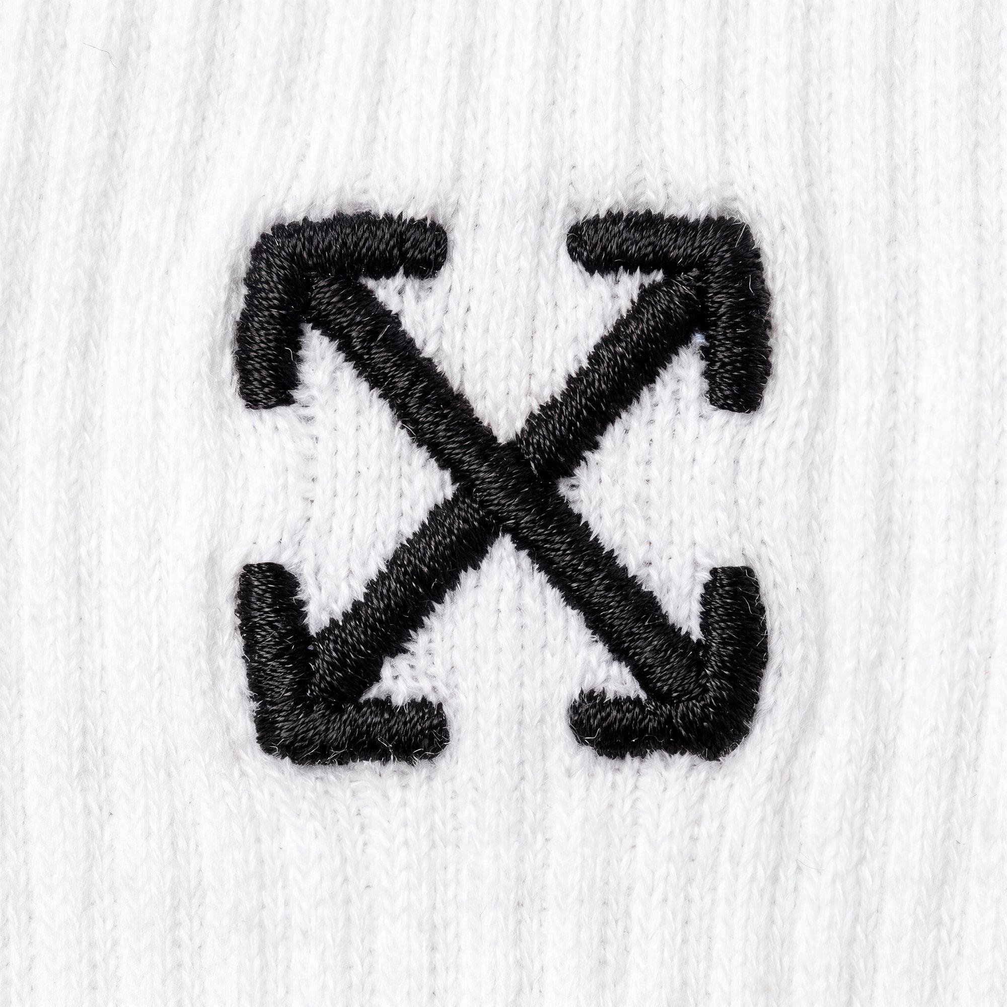White 100 - Off White - Men's Arrow Mid Calf Cotton Crew Socks - 3