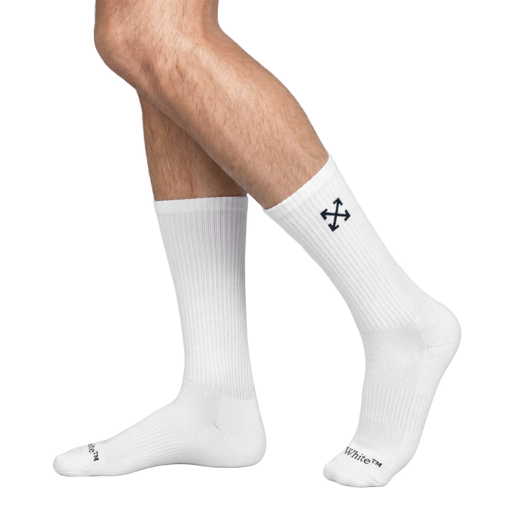 White 100 - Off White - Men's Arrow Mid Calf Cotton Crew Socks - 4
