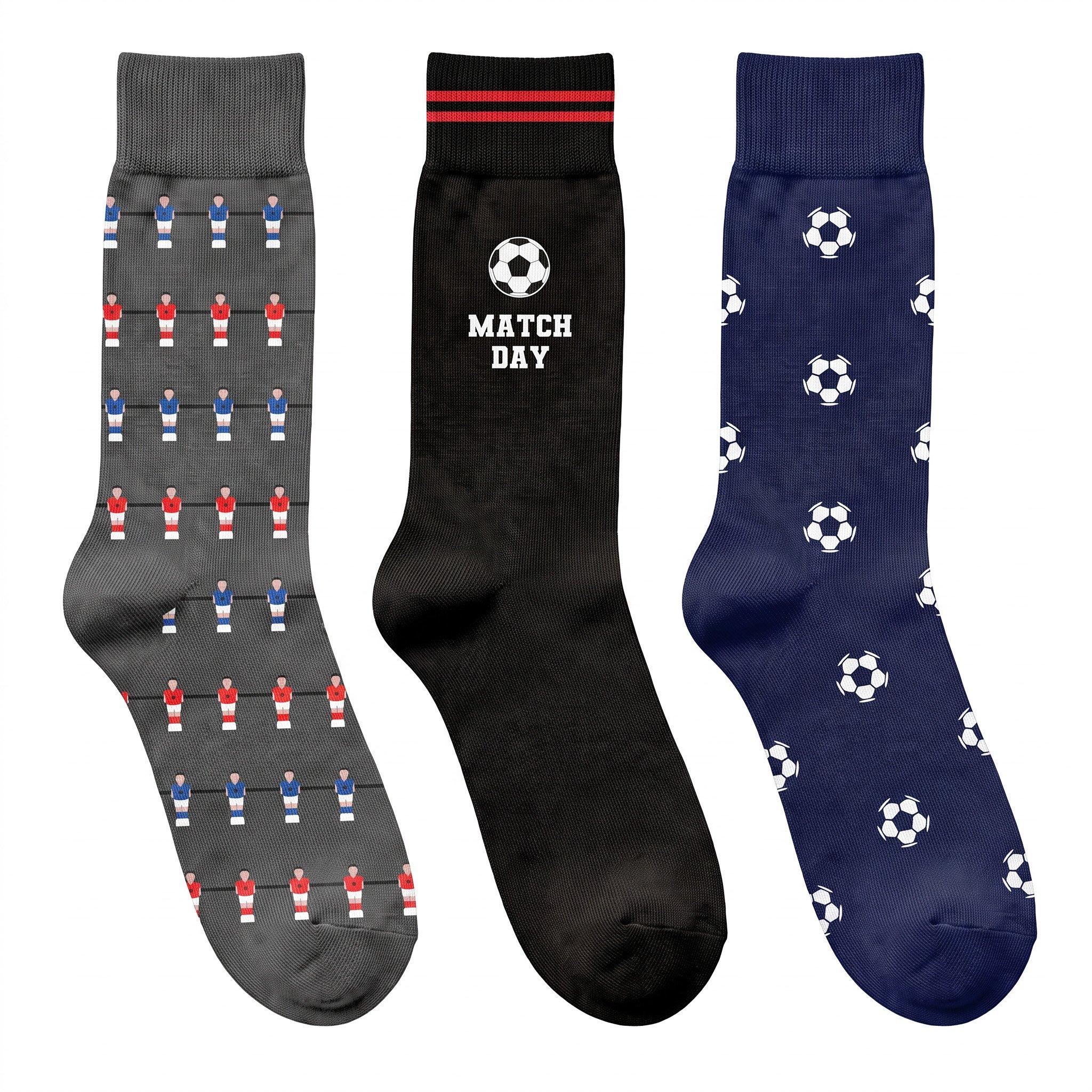 Green - Orrsum Sock Company - Mens Table Football 3-Pack Socks Gift Box - 3