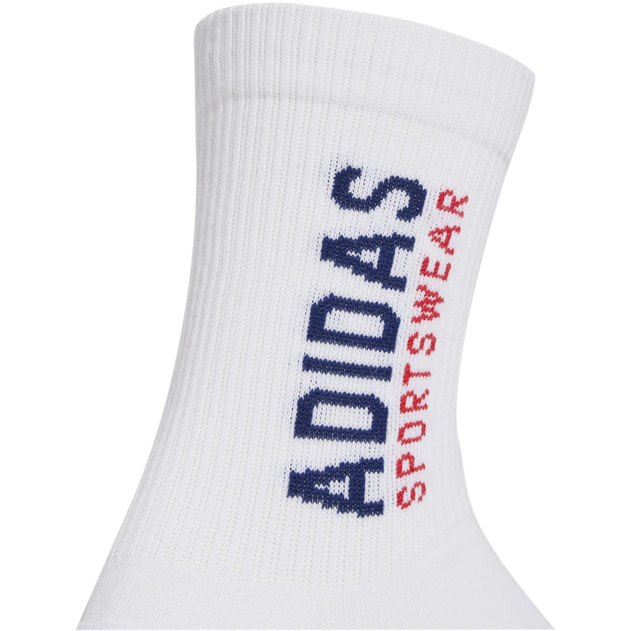 White/Ruby/Blue - adidas - Logo Block Crew Socks - 3