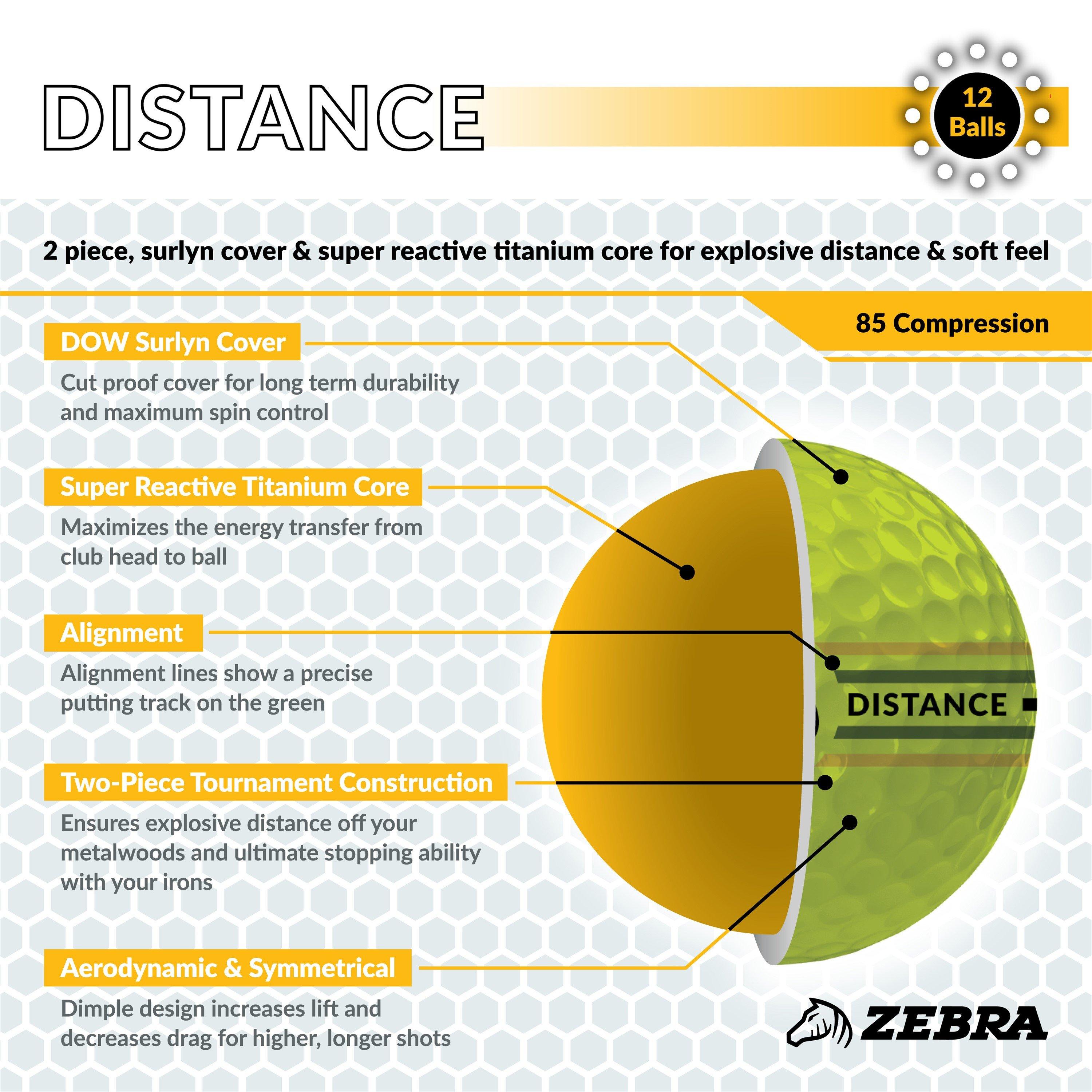 Yellow - Zebra - Zebra Distance Golf Ball (Dozen) - 2