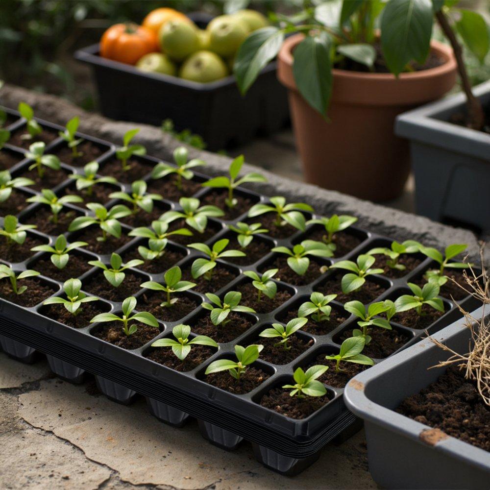 Grey - LIFE IDEAS - 2x 10pcs Thick Durable 50 Cell Seedling Tray - 3