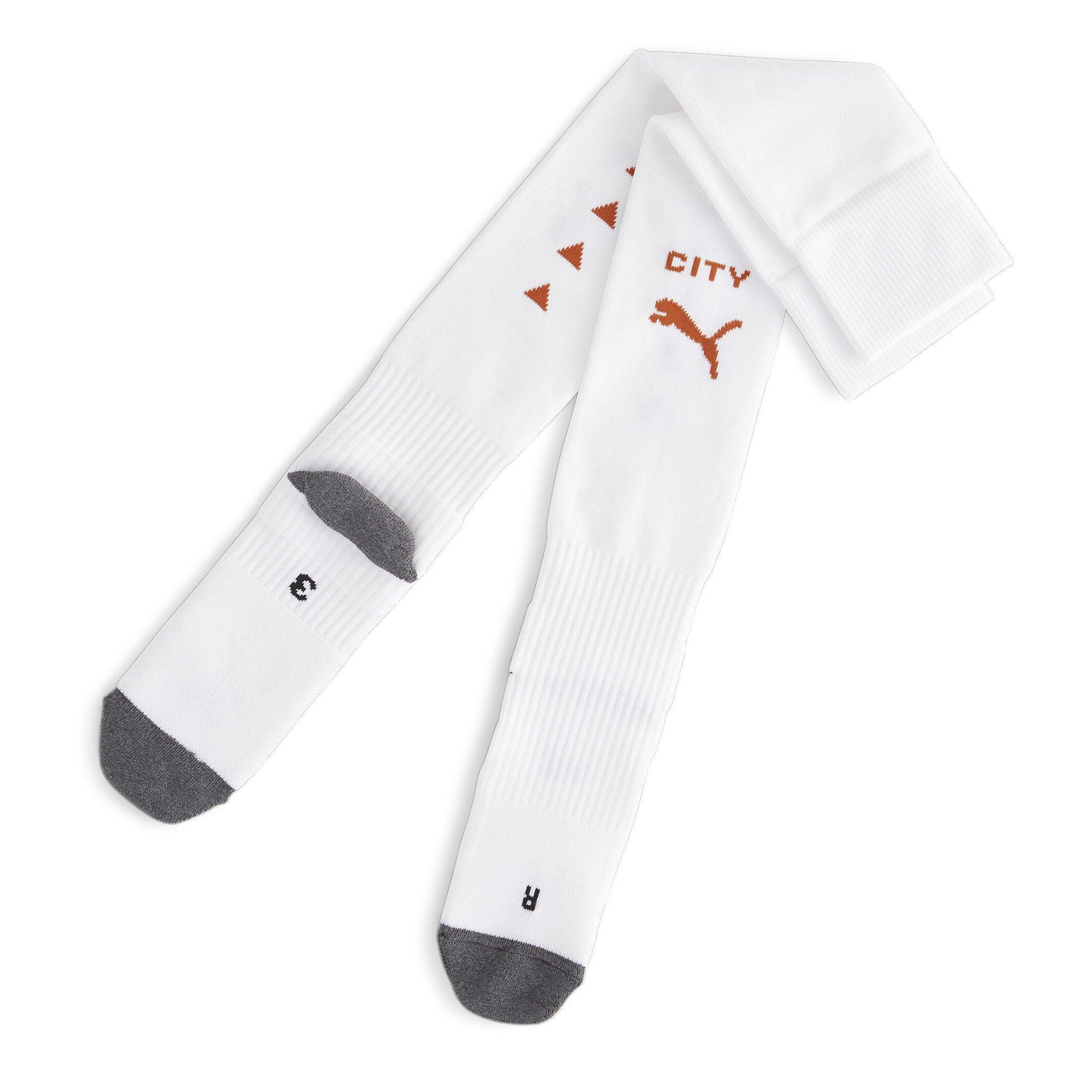 Puma  Kids Team Mcfc Striped Socks Replica Football Sock - White Puma White - Junior 1-6
