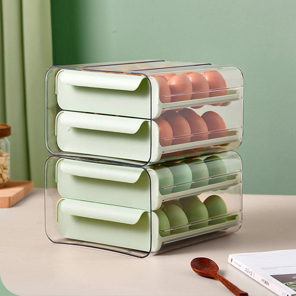 Green - LIFE IDEAS - 2pcs Double-layer Egg Storage Drawer Box - 2