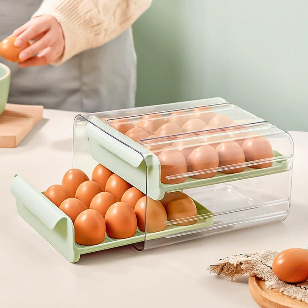 Green - LIFE IDEAS - 2pcs Double-layer Egg Storage Drawer Box - 6