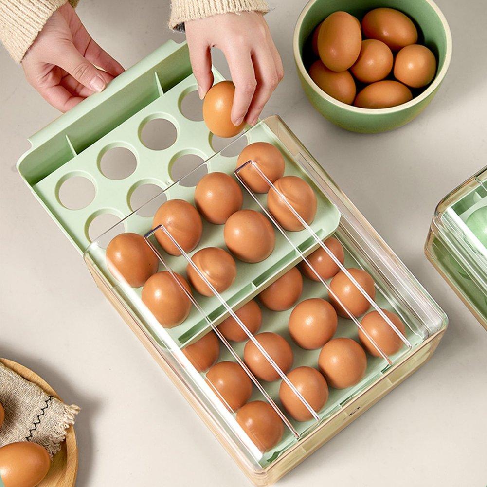 Green - LIFE IDEAS - 2pcs Double-layer Egg Storage Drawer Box - 7