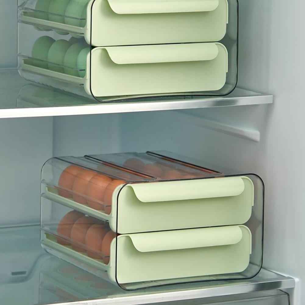 Green - LIFE IDEAS - 2pcs Double-layer Egg Storage Drawer Box - 10